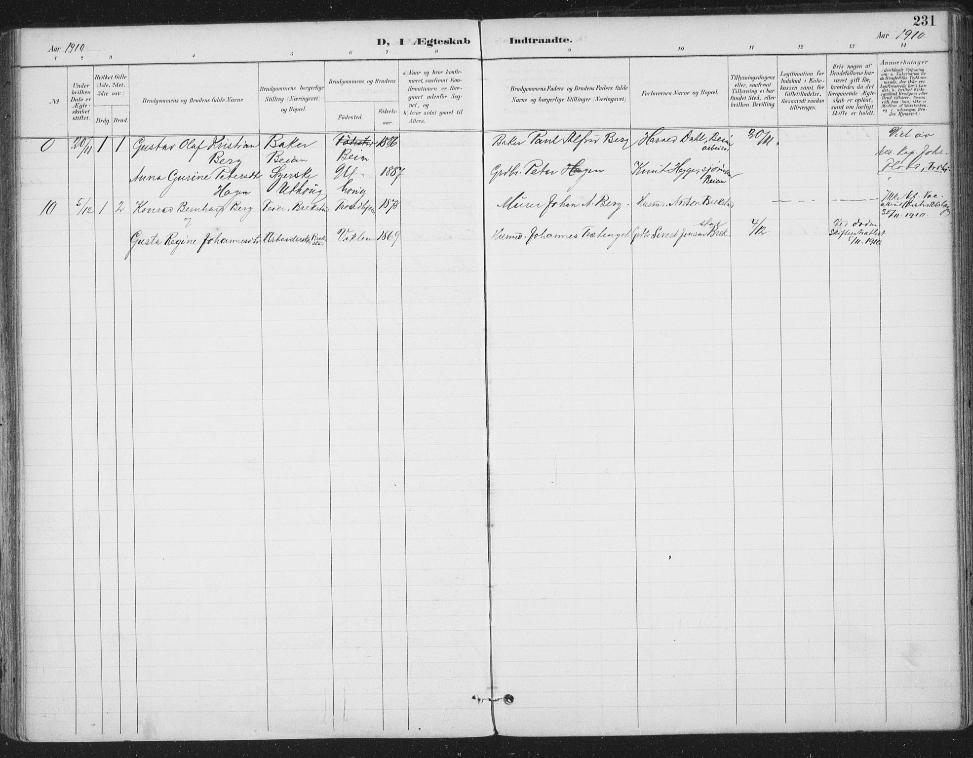 Ministerialprotokoller, klokkerbøker og fødselsregistre - Sør-Trøndelag, AV/SAT-A-1456/659/L0743: Parish register (official) no. 659A13, 1893-1910, p. 231