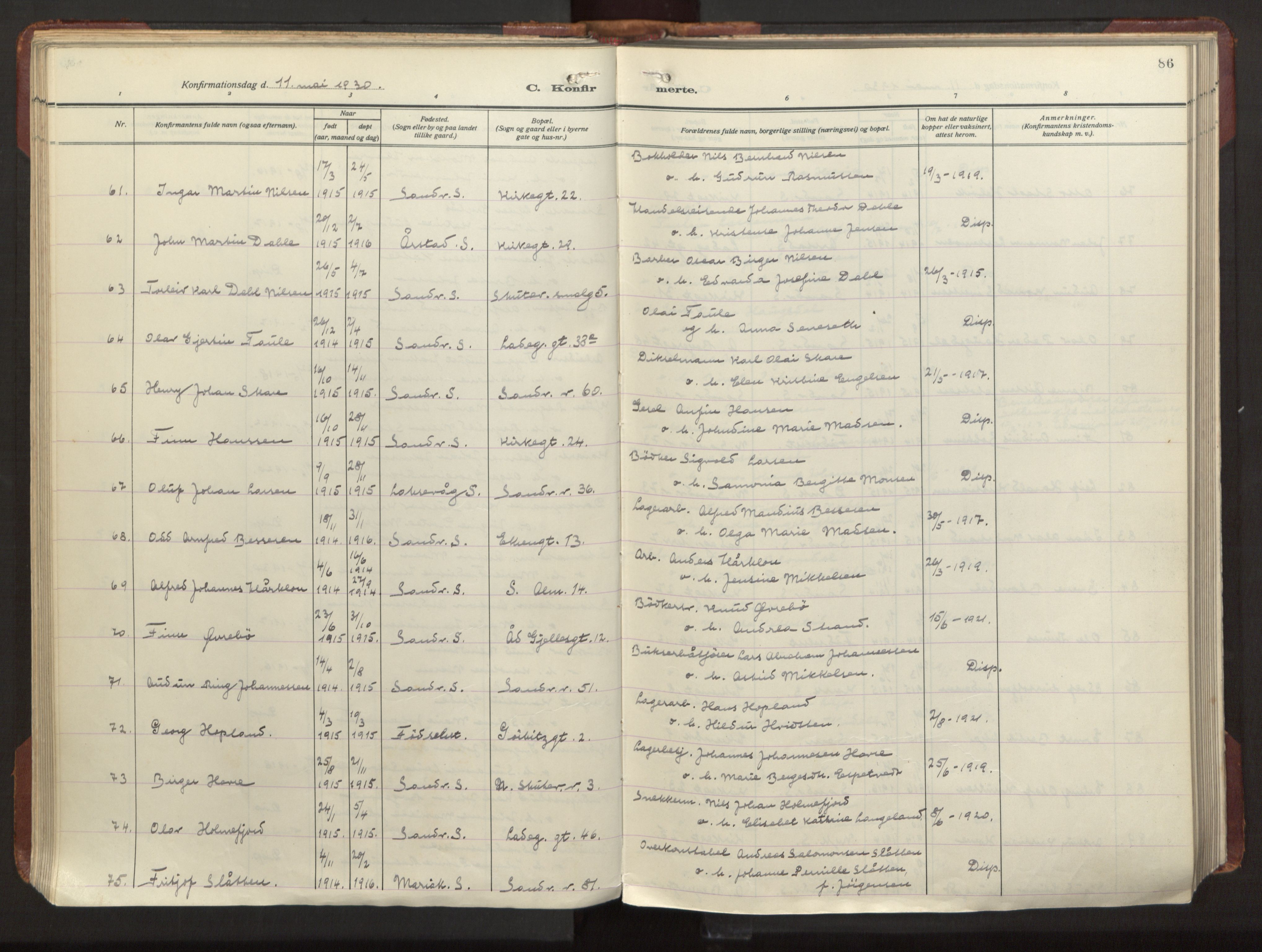 Sandviken Sokneprestembete, AV/SAB-A-77601/H/Ha/L0013: Parish register (official) no. C 4, 1926-1943, p. 86