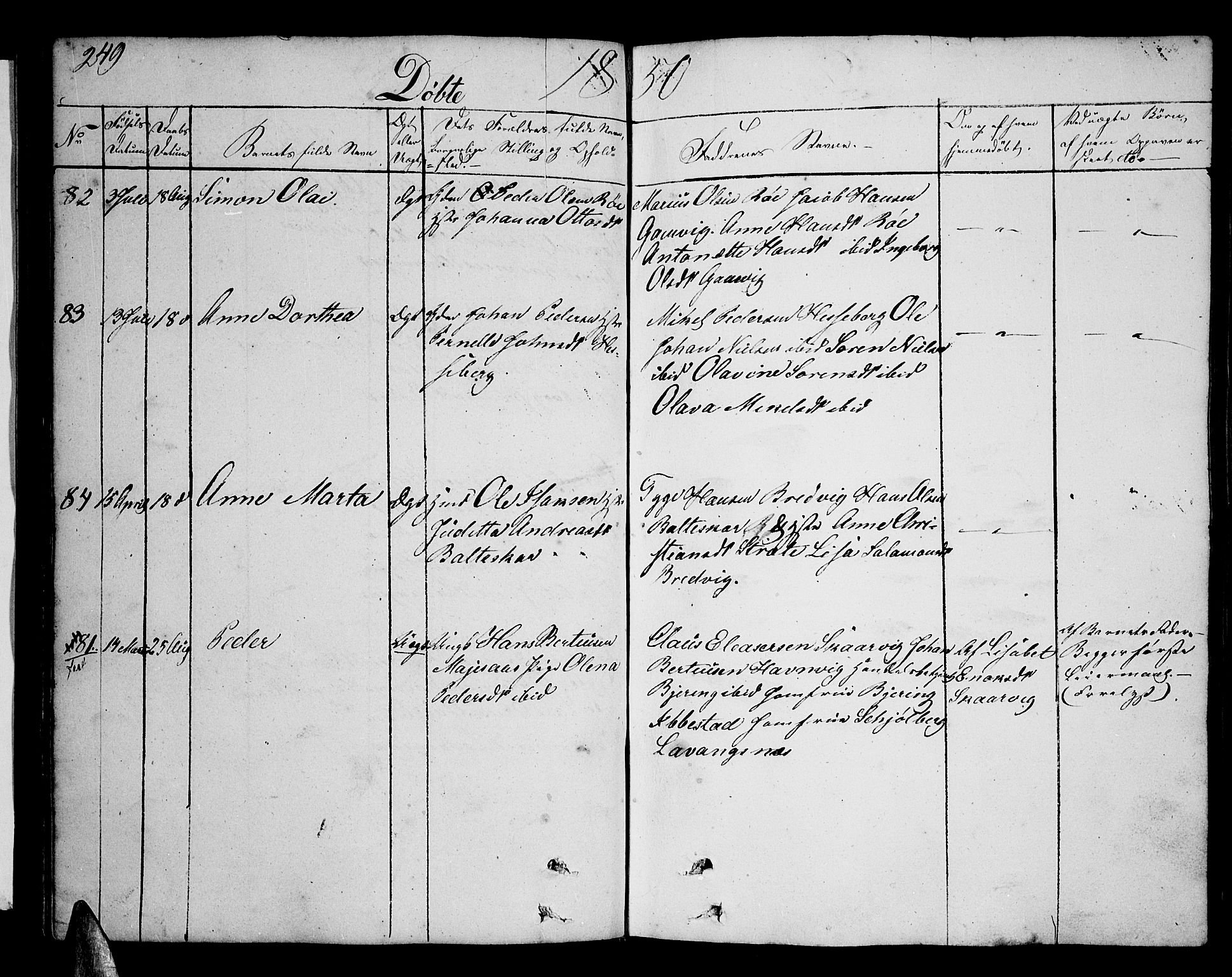 Ibestad sokneprestembete, SATØ/S-0077/H/Ha/Hab/L0003klokker: Parish register (copy) no. 3, 1833-1852, p. 249