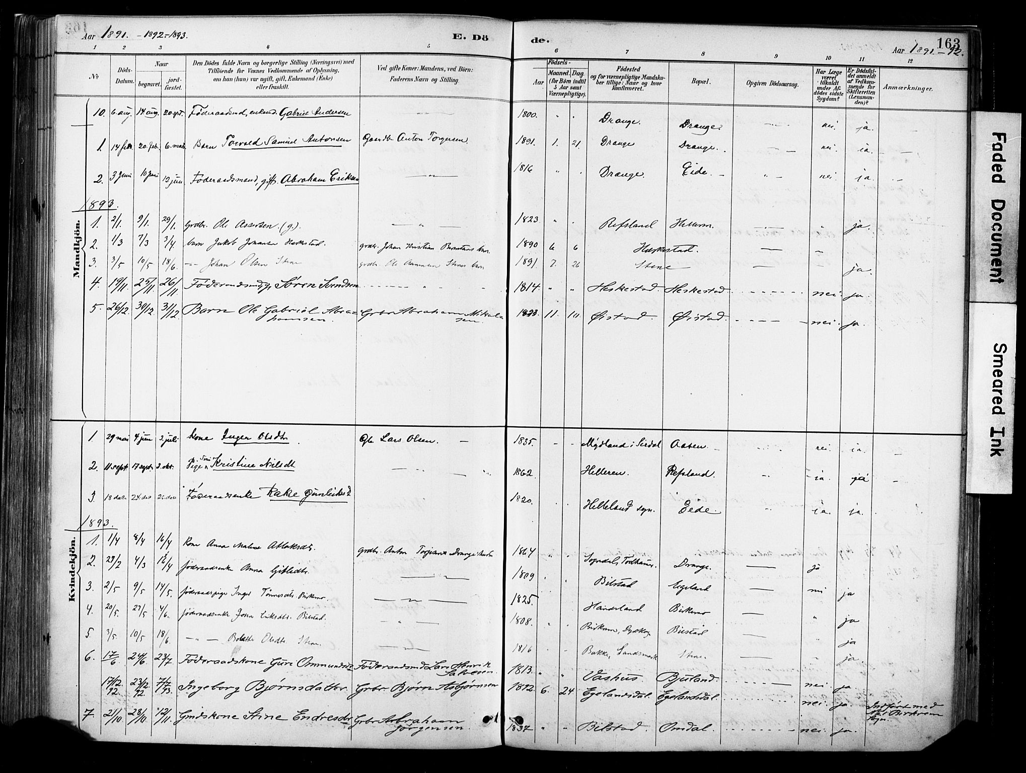 Lund sokneprestkontor, AV/SAST-A-101809/S06/L0012: Parish register (official) no. A 11, 1887-1921, p. 163