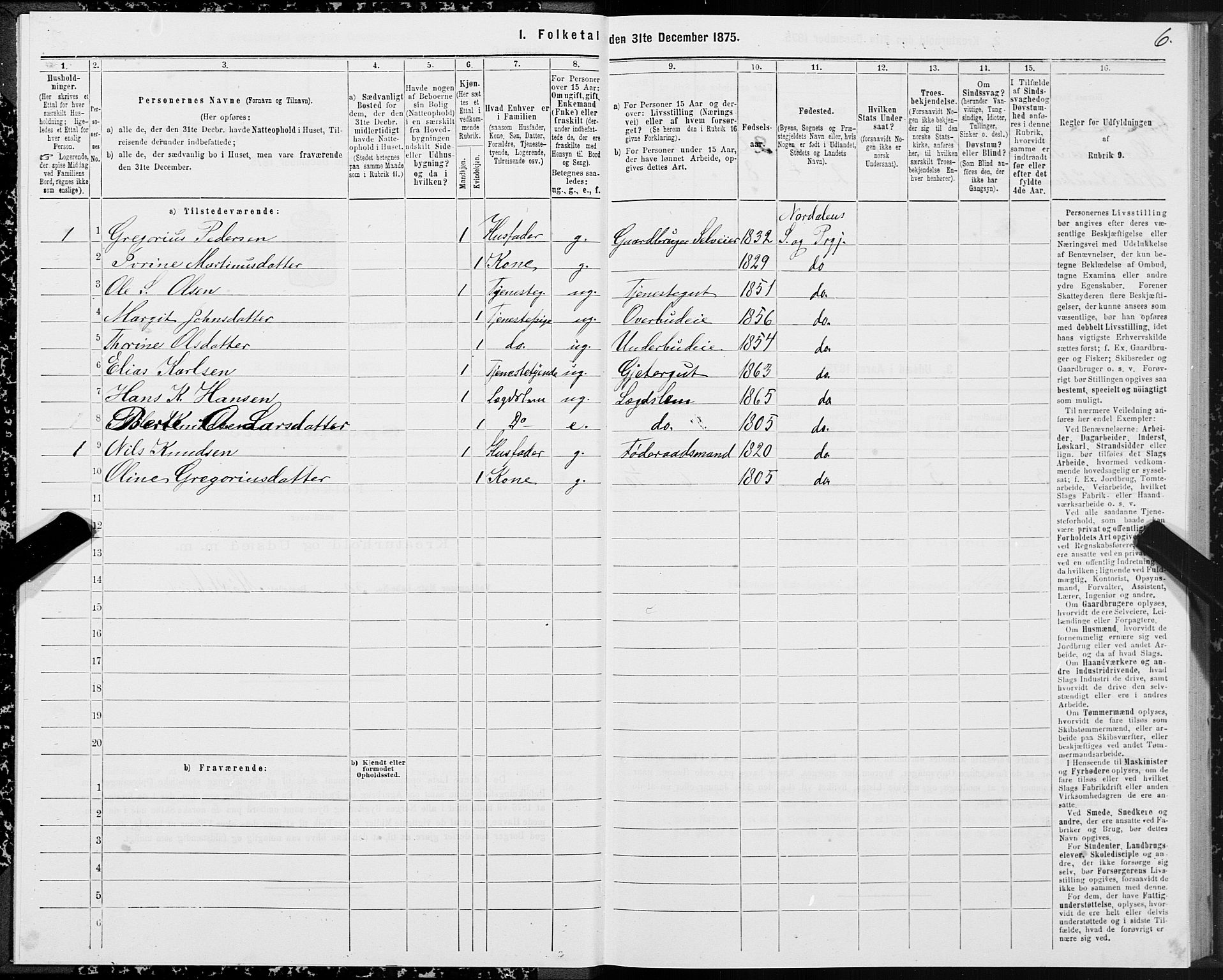 SAT, 1875 census for 1524P Norddal, 1875, p. 4006