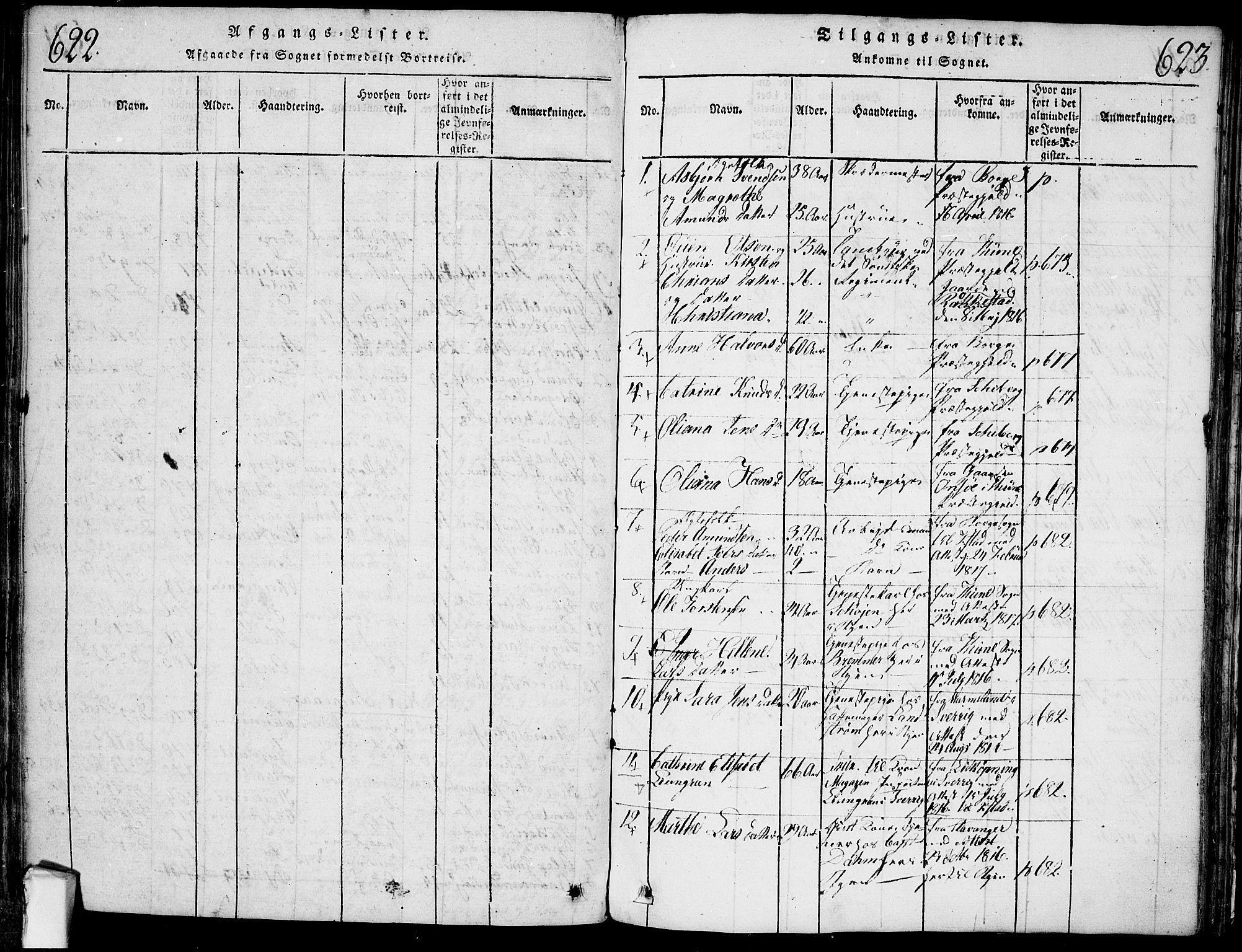Fredrikstad prestekontor Kirkebøker, SAO/A-11082/F/Fa/L0004: Parish register (official) no. 4, 1816-1834, p. 622-623