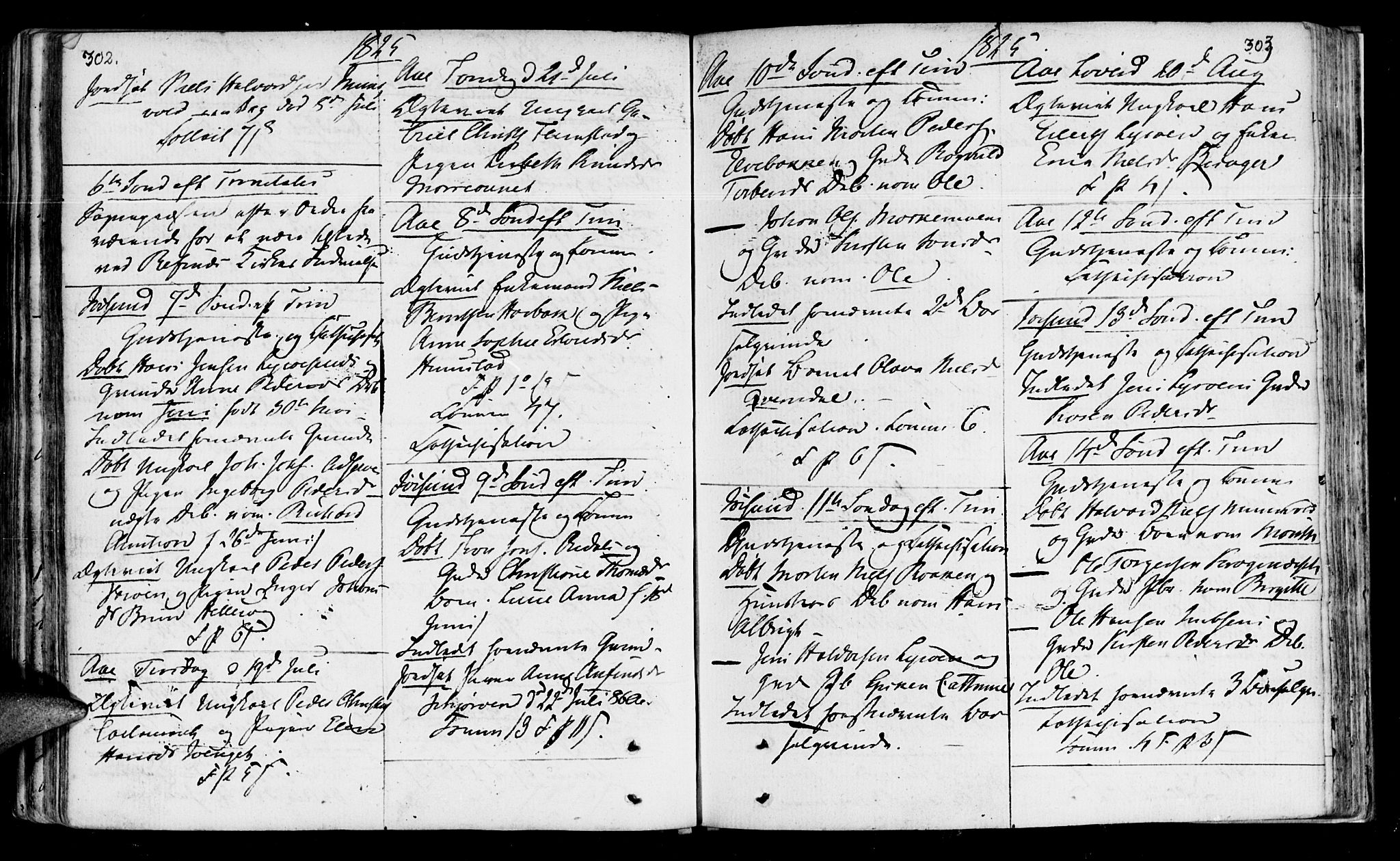 Ministerialprotokoller, klokkerbøker og fødselsregistre - Sør-Trøndelag, AV/SAT-A-1456/655/L0674: Parish register (official) no. 655A03, 1802-1826, p. 302-303