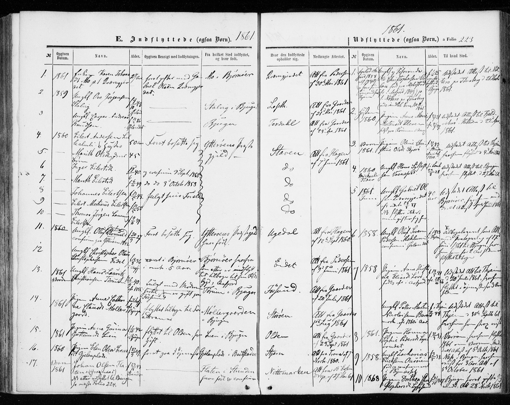 Ministerialprotokoller, klokkerbøker og fødselsregistre - Sør-Trøndelag, AV/SAT-A-1456/655/L0678: Parish register (official) no. 655A07, 1861-1873, p. 223