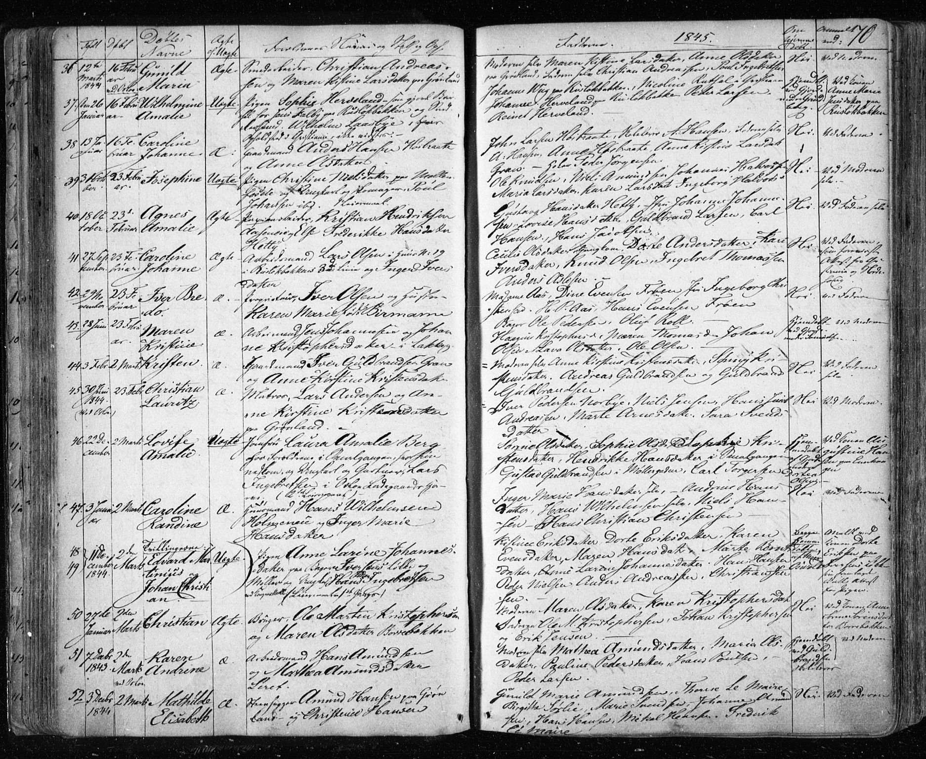 Aker prestekontor kirkebøker, AV/SAO-A-10861/F/L0019: Parish register (official) no. 19, 1842-1852, p. 70