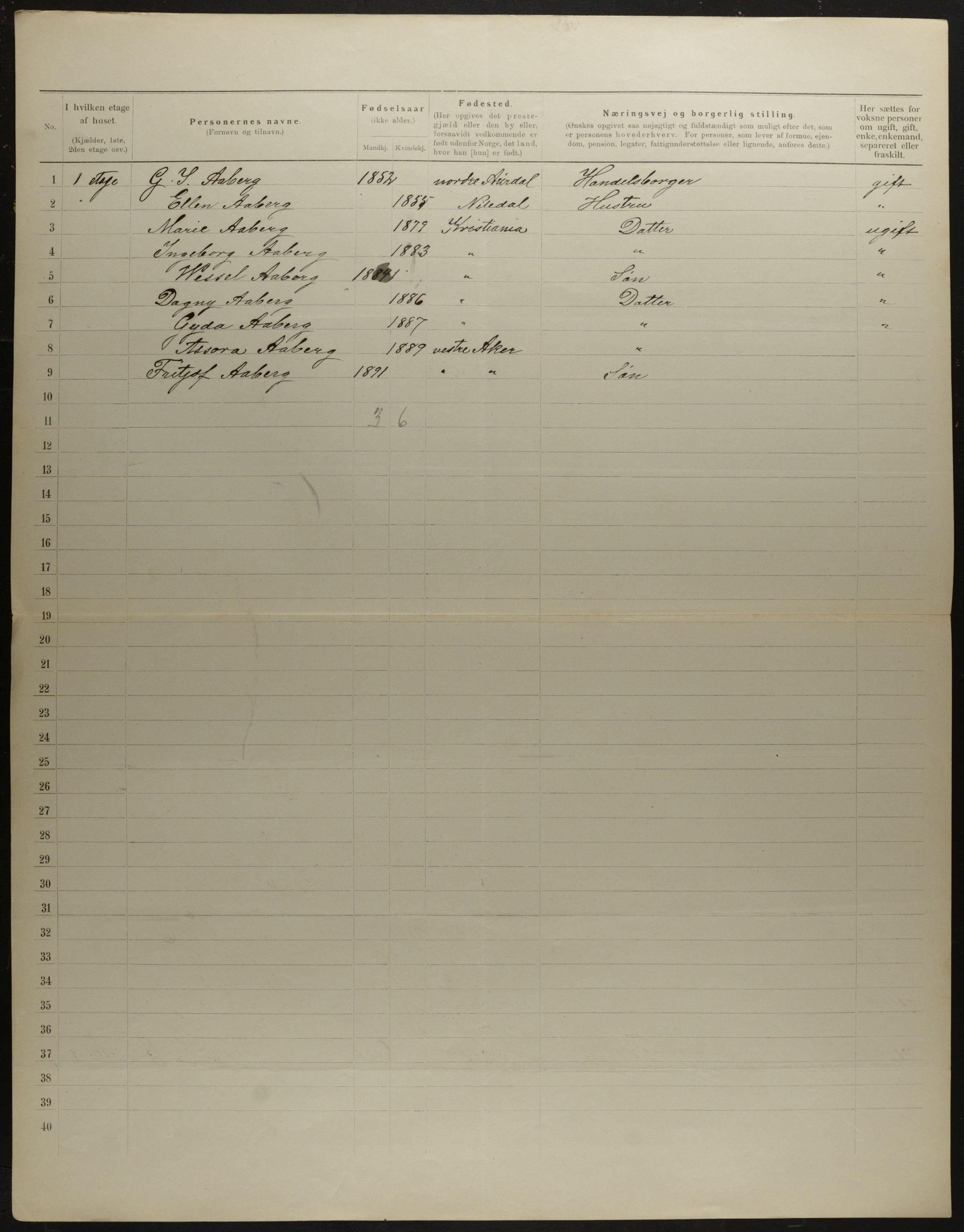 OBA, Municipal Census 1901 for Kristiania, 1901, p. 10956