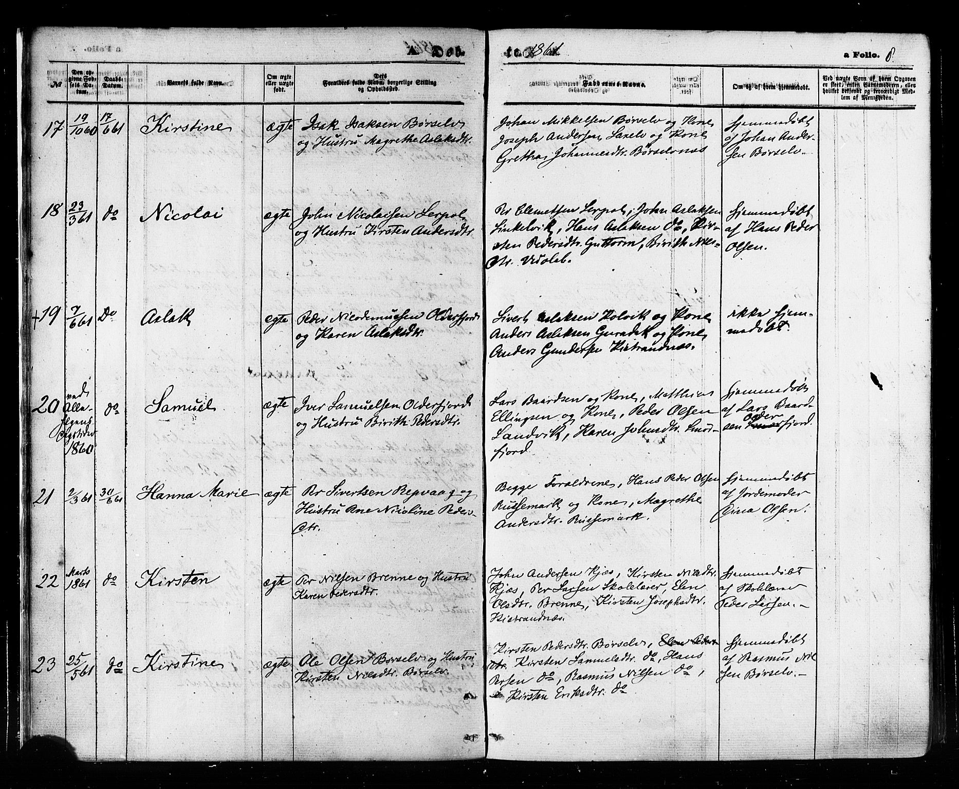 Kistrand/Porsanger sokneprestembete, AV/SATØ-S-1351/H/Ha/L0005.kirke: Parish register (official) no. 5, 1860-1874, p. 8