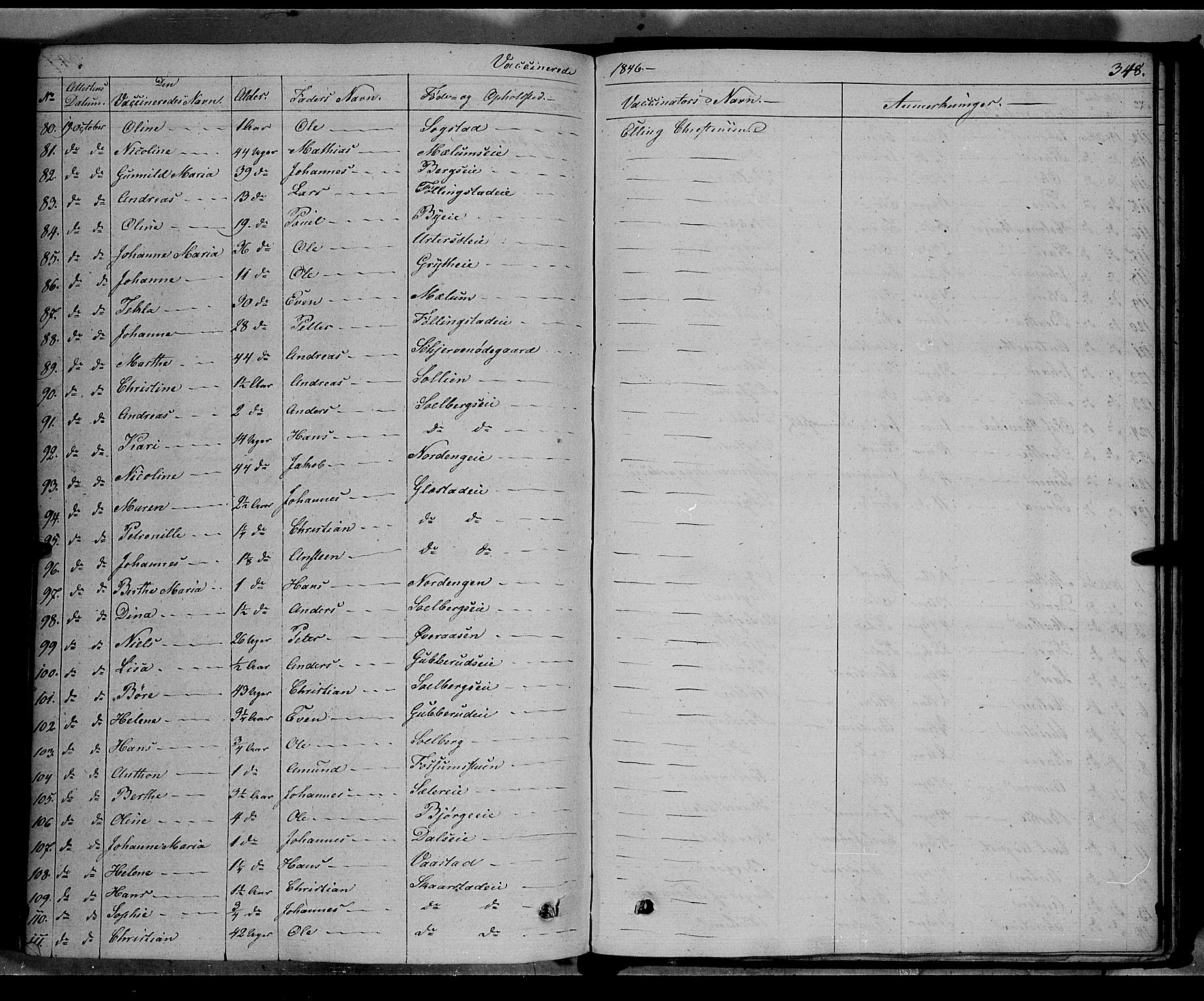 Vardal prestekontor, SAH/PREST-100/H/Ha/Haa/L0005: Parish register (official) no. 5, 1831-1853, p. 348