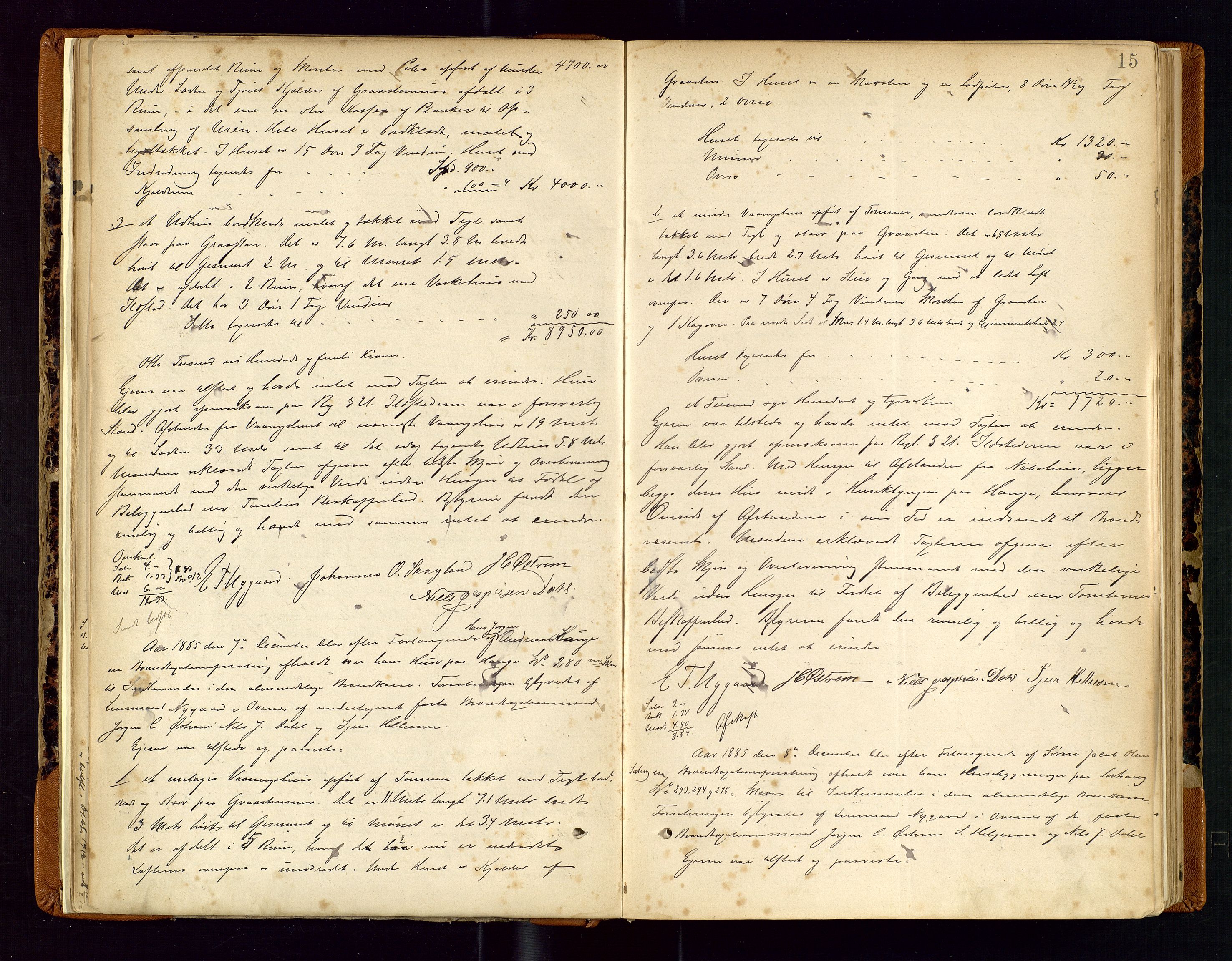 Torvestad lensmannskontor, AV/SAST-A-100307/1/Goa/L0002: "Brandtaxationsprotokol for Torvestad Thinglag", 1883-1917, p. 14b-15a