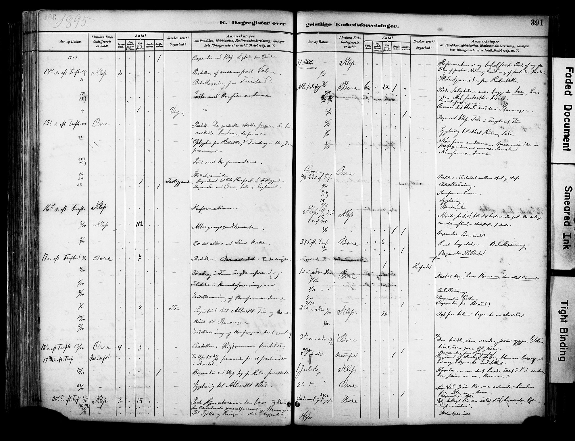 Klepp sokneprestkontor, SAST/A-101803/001/3/30BA/L0009: Parish register (official) no. A 7, 1886-1915, p. 391