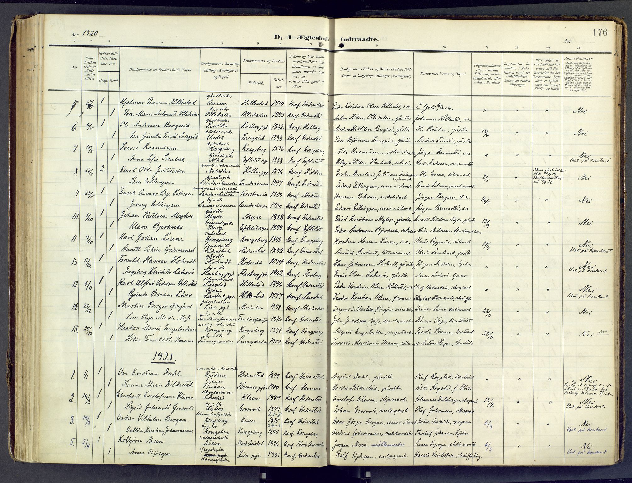 Sandsvær kirkebøker, AV/SAKO-A-244/F/Fd/L0002: Parish register (official) no. IV 2, 1906-1943, p. 176