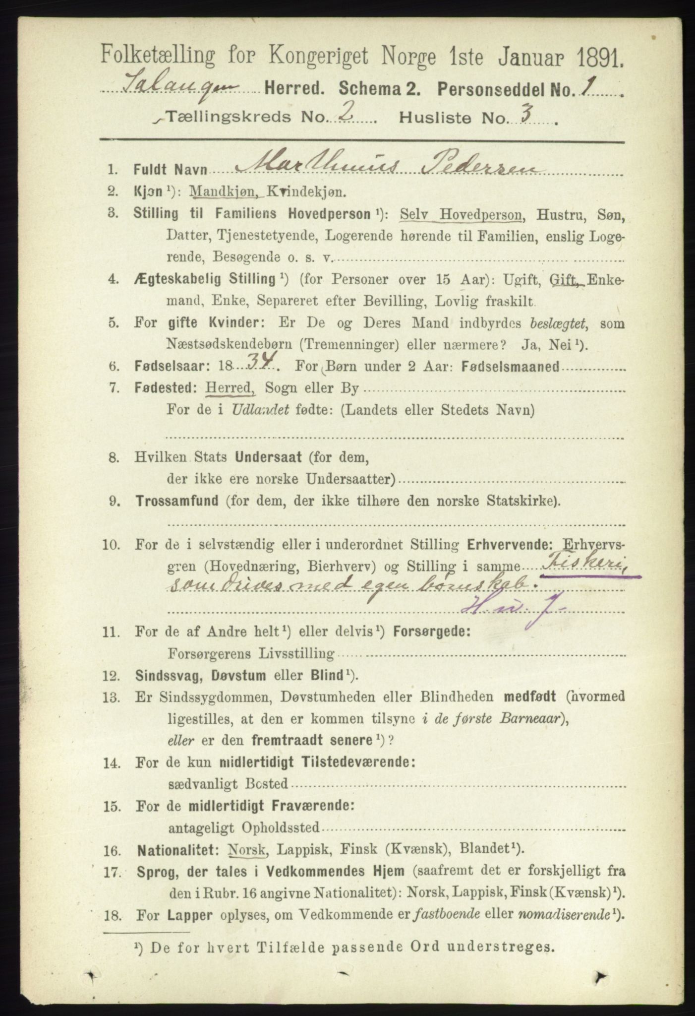 RA, 1891 census for 1921 Salangen, 1891, p. 565