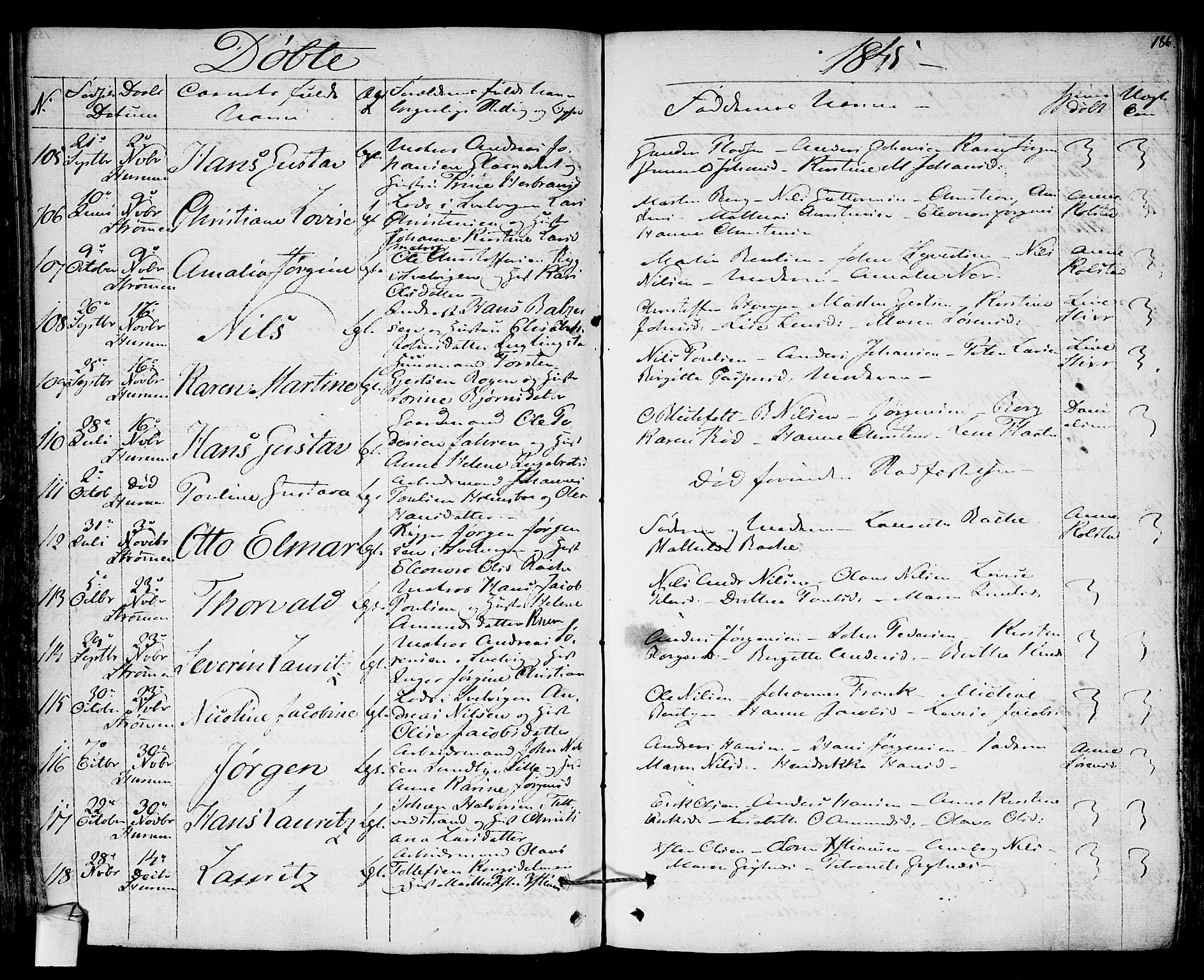 Hurum kirkebøker, AV/SAKO-A-229/F/Fa/L0010: Parish register (official) no. 10, 1827-1846, p. 186