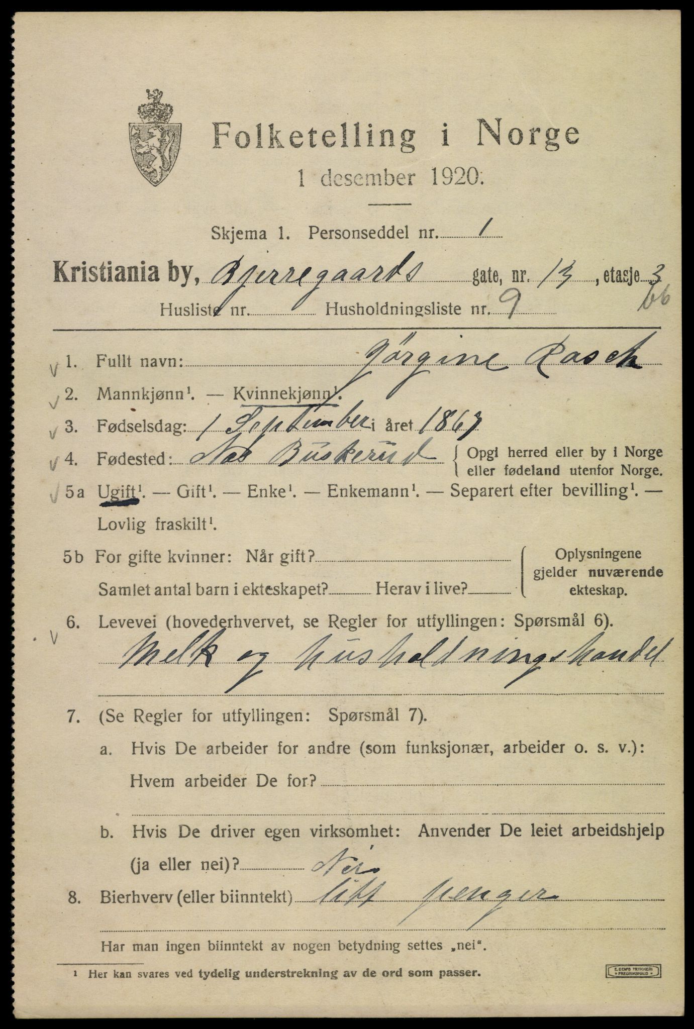 SAO, 1920 census for Kristiania, 1920, p. 159619