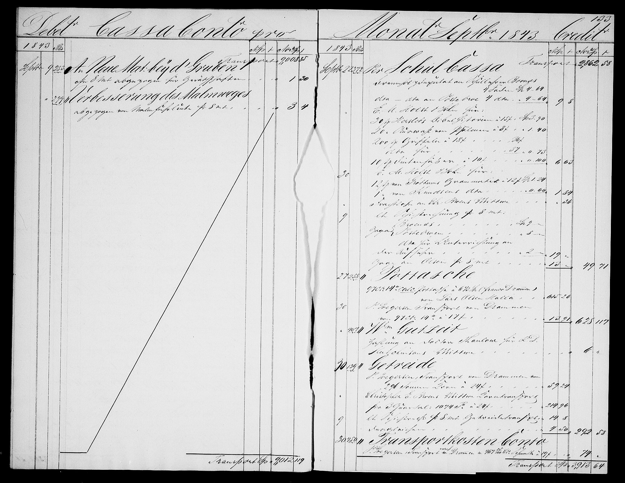 Modums Blaafarveværk, RA/PA-0157/G/Gd/Gda/L0176/0001: -- / Cassa-Conto, 1843-1845, p. 11