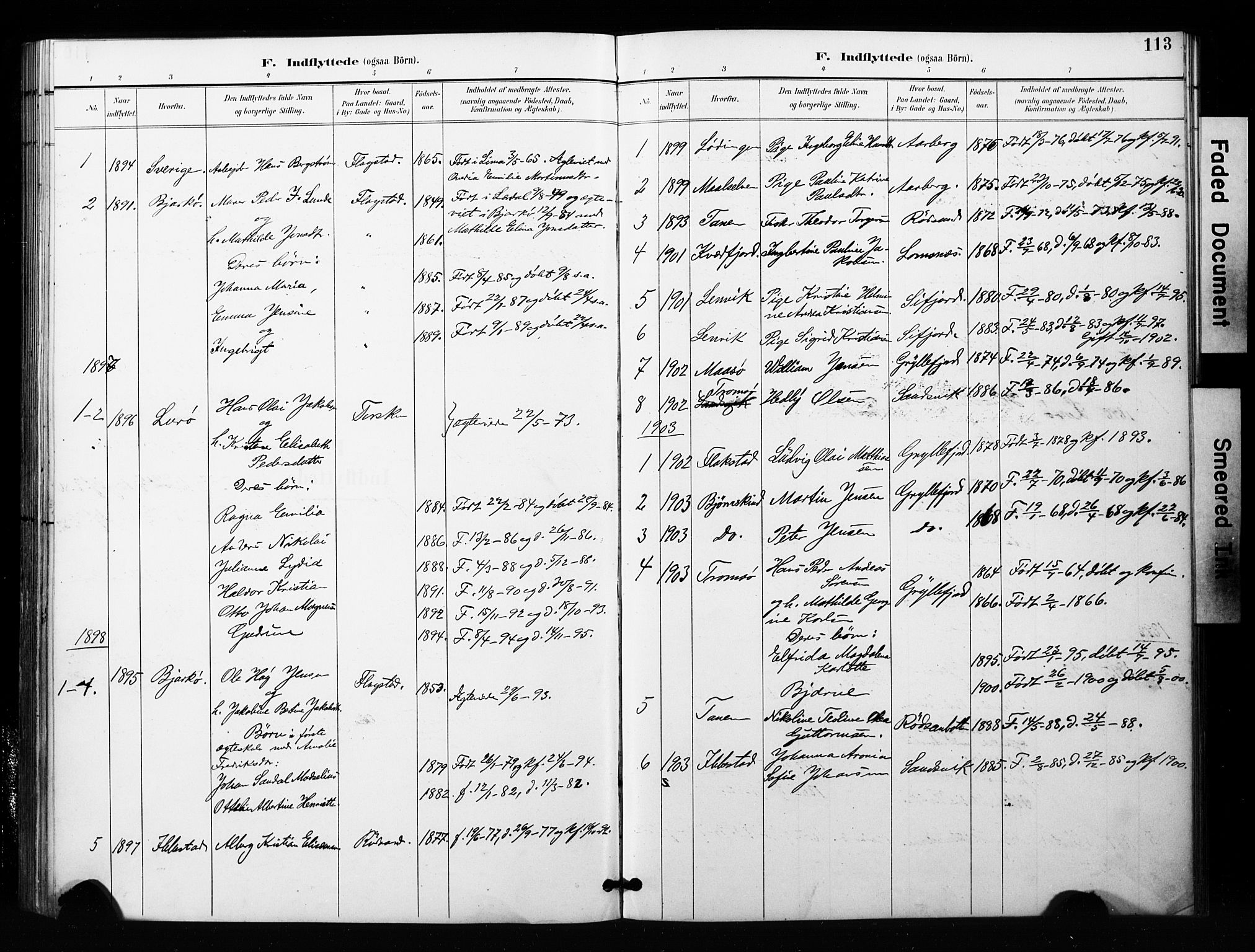 Berg sokneprestkontor, SATØ/S-1318/G/Ga/Gaa/L0006kirke: Parish register (official) no. 6, 1894-1904, p. 113