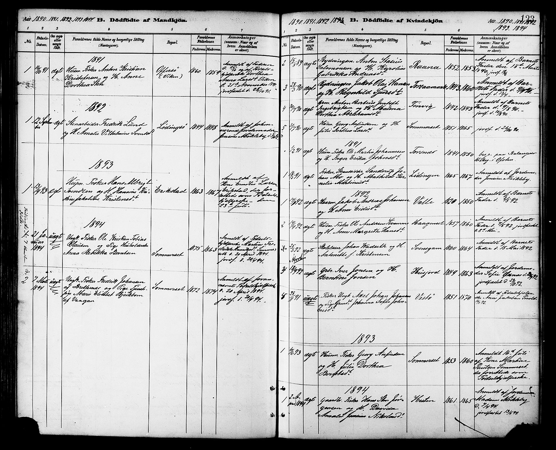 Ministerialprotokoller, klokkerbøker og fødselsregistre - Nordland, SAT/A-1459/872/L1035: Parish register (official) no. 872A10, 1884-1896, p. 123