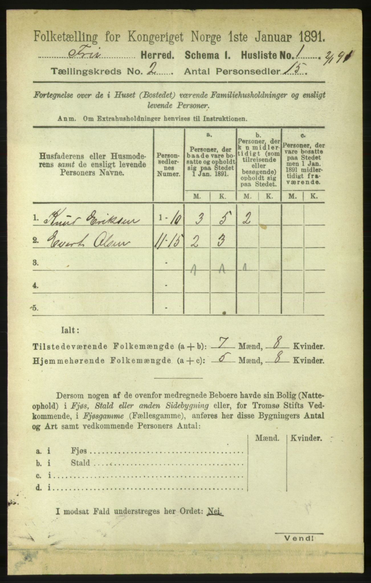 RA, 1891 census for 1556 Frei, 1891, p. 670