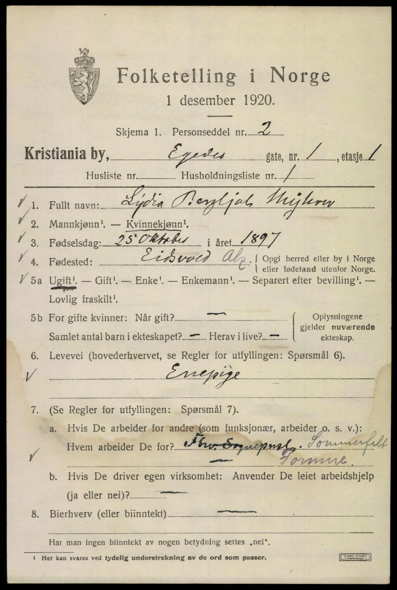 SAO, 1920 census for Kristiania, 1920, p. 209819