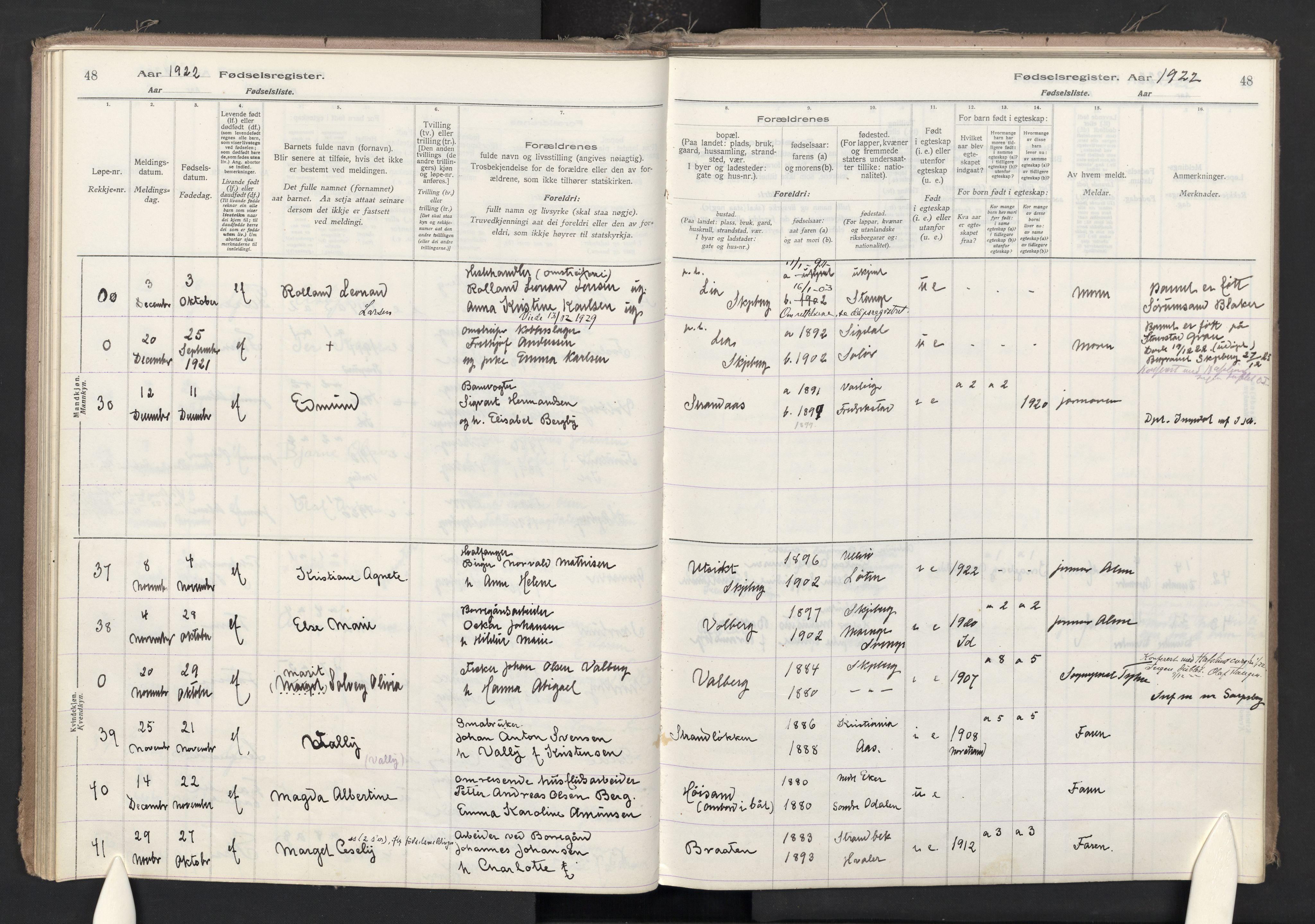 Skjeberg prestekontor Kirkebøker, AV/SAO-A-10923/J/Ja/L0001: Birth register no. I 1, 1916-1945, p. 48