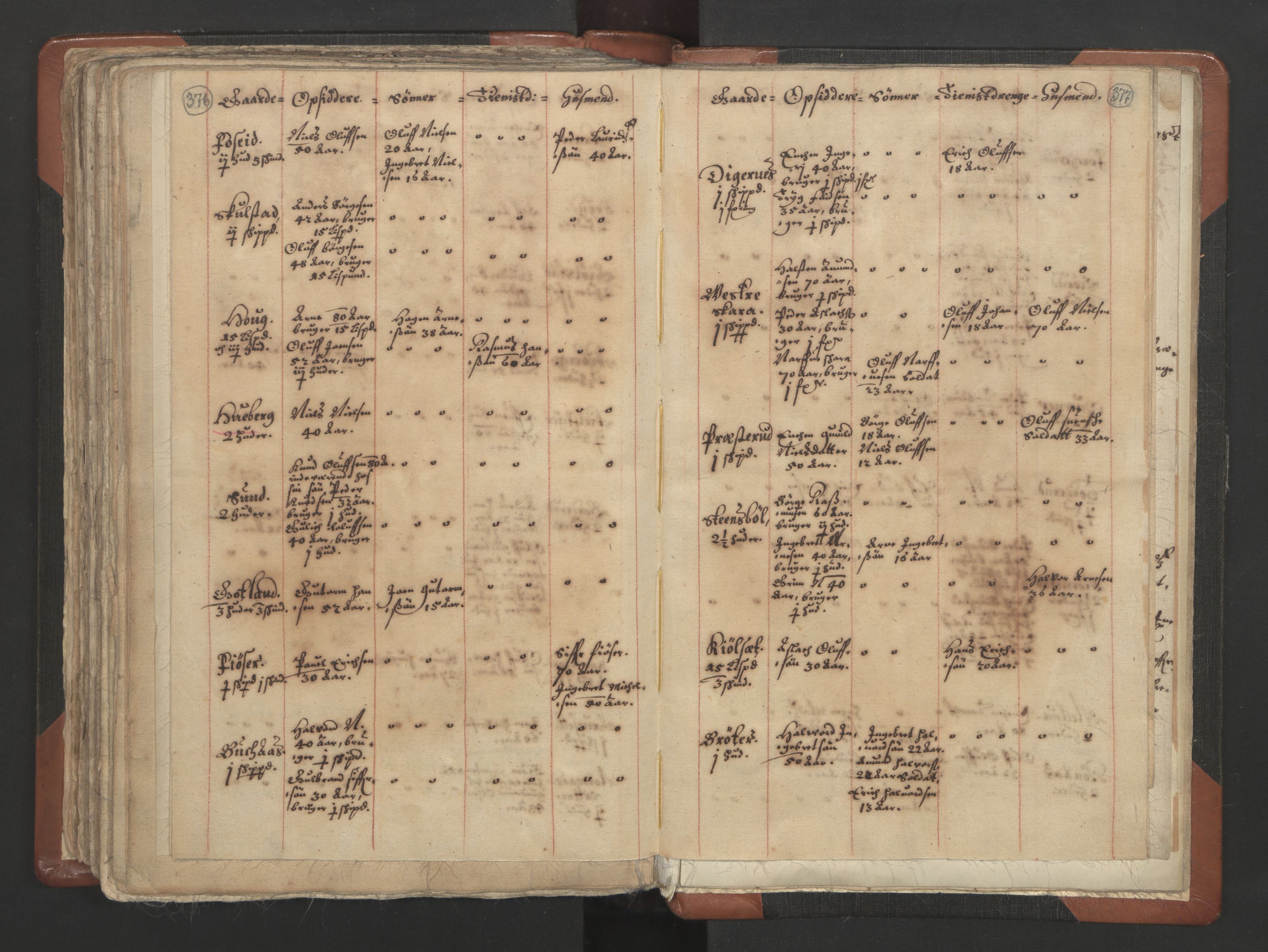 RA, Vicar's Census 1664-1666, no. 4: Øvre Romerike deanery, 1664-1666, p. 376-377