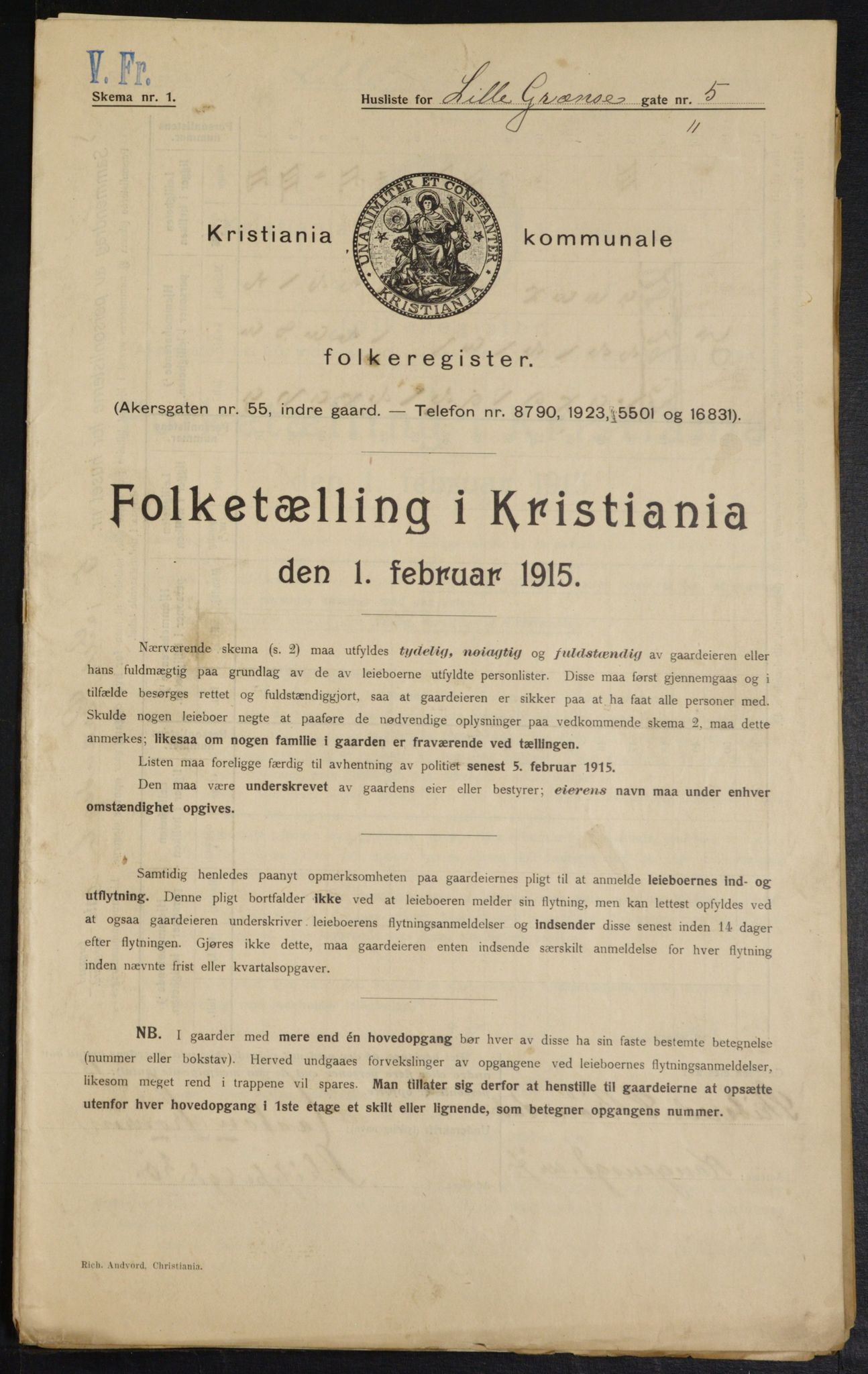 OBA, Municipal Census 1915 for Kristiania, 1915, p. 57031