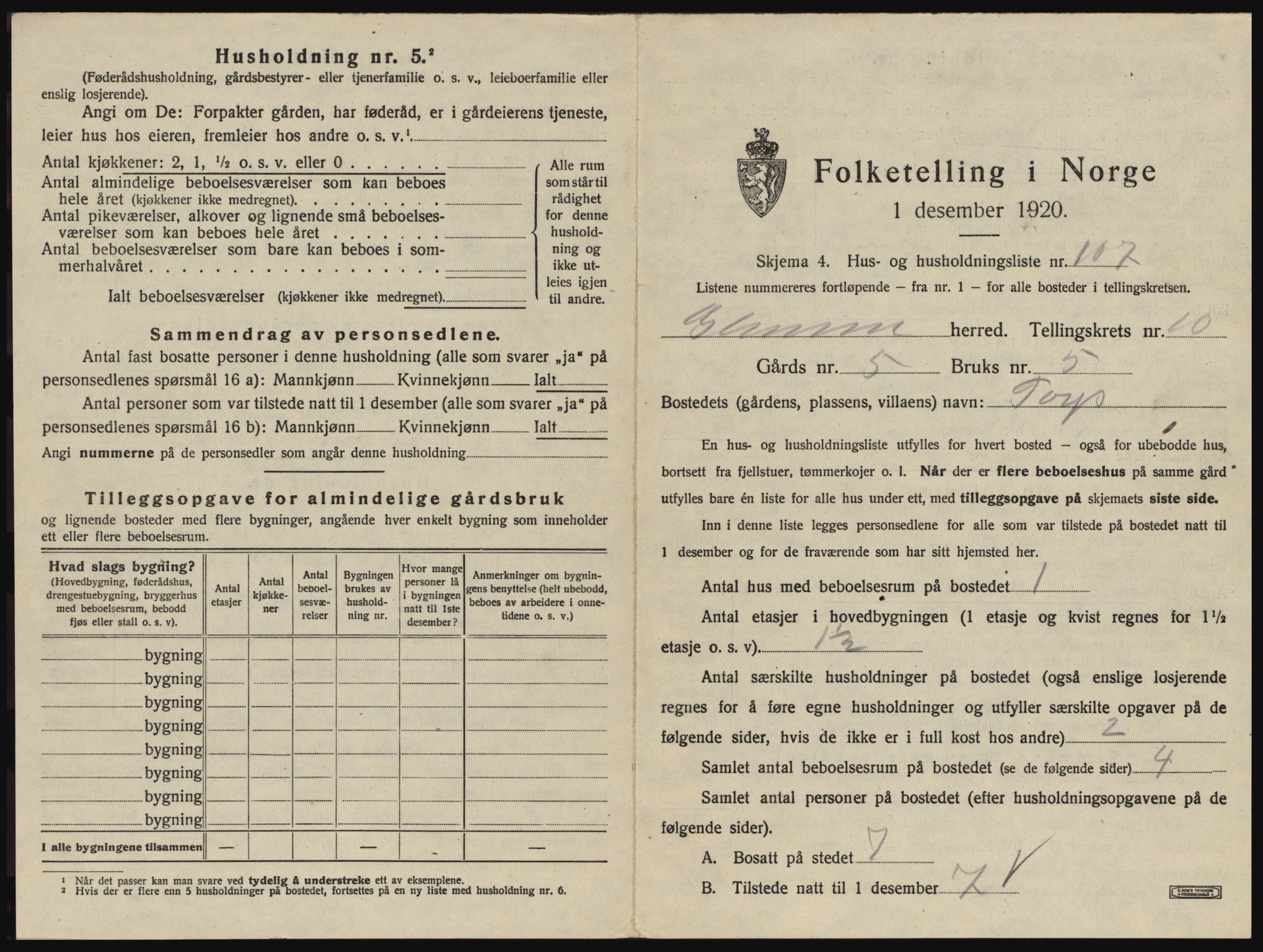 SAO, 1920 census for Glemmen, 1920, p. 2137