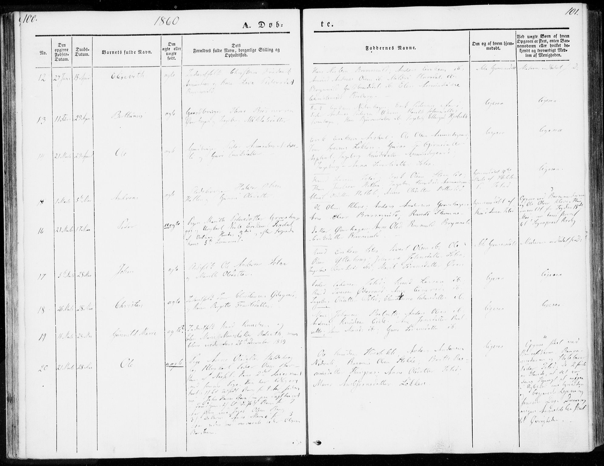 Ministerialprotokoller, klokkerbøker og fødselsregistre - Møre og Romsdal, AV/SAT-A-1454/557/L0680: Parish register (official) no. 557A02, 1843-1869, p. 100-101