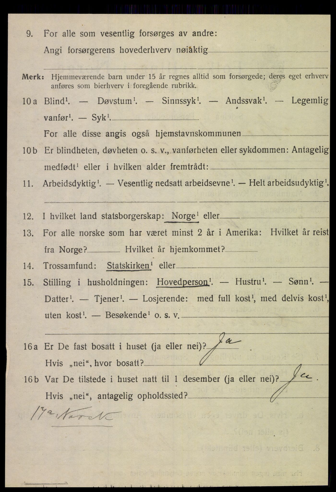 SAT, 1920 census for Nesna, 1920, p. 6544