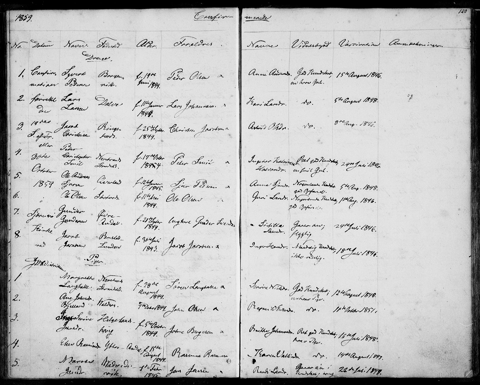 Nedstrand sokneprestkontor, SAST/A-101841/01/IV: Parish register (official) no. A 8, 1839-1860, p. 120