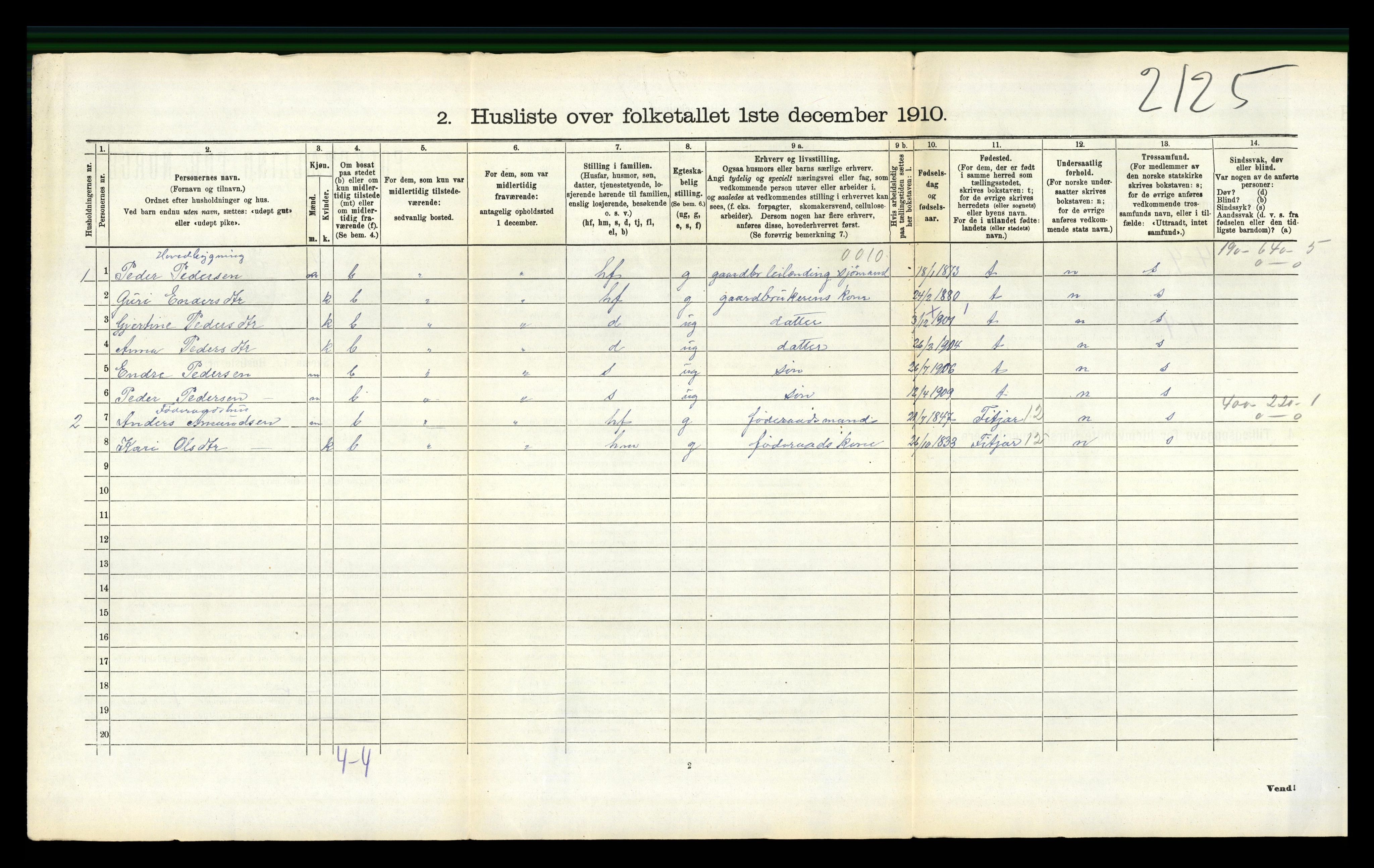 RA, 1910 census for Austevoll, 1910, p. 707