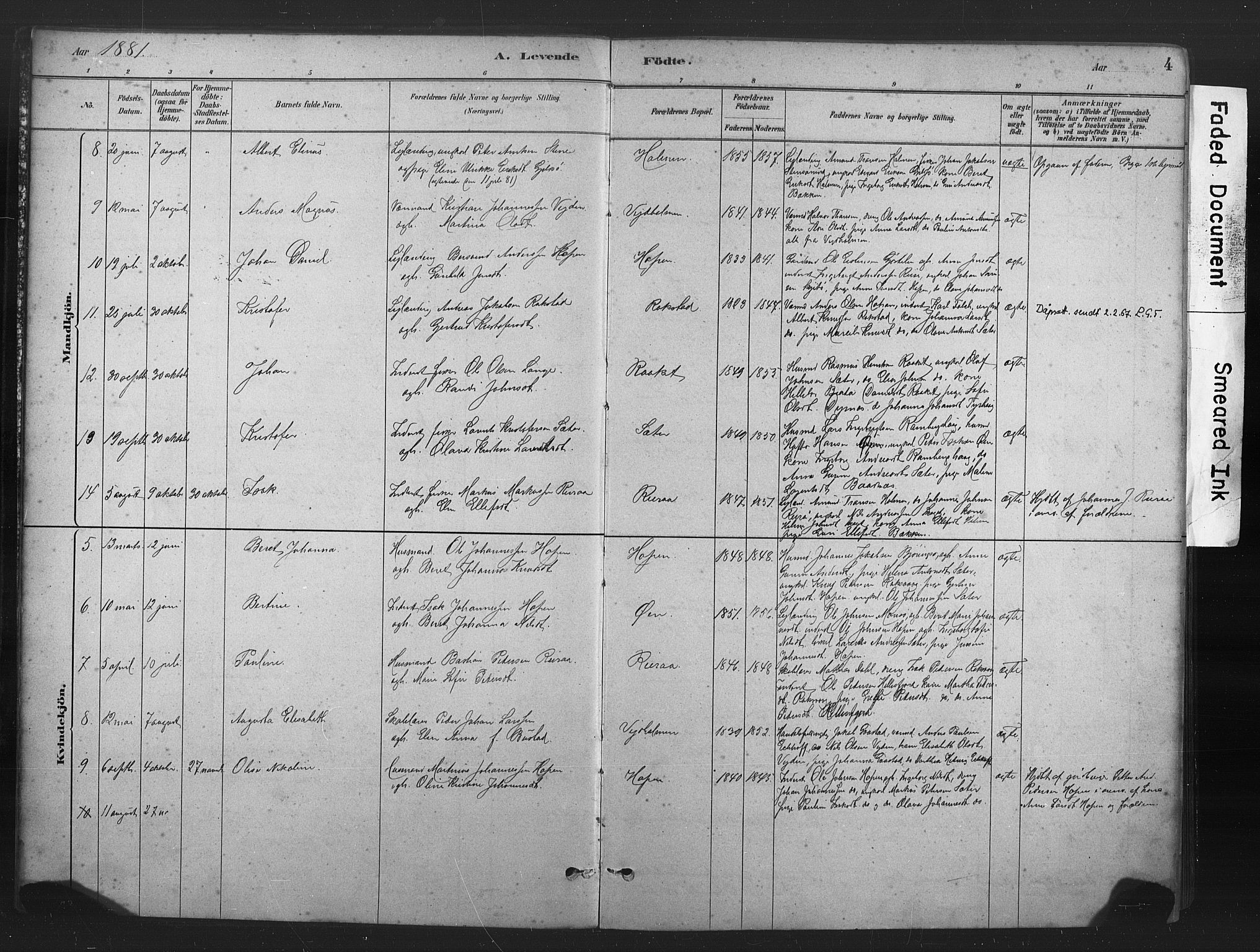 Ministerialprotokoller, klokkerbøker og fødselsregistre - Møre og Romsdal, SAT/A-1454/583/L0954: Parish register (official) no. 583A01, 1880-1906, p. 4