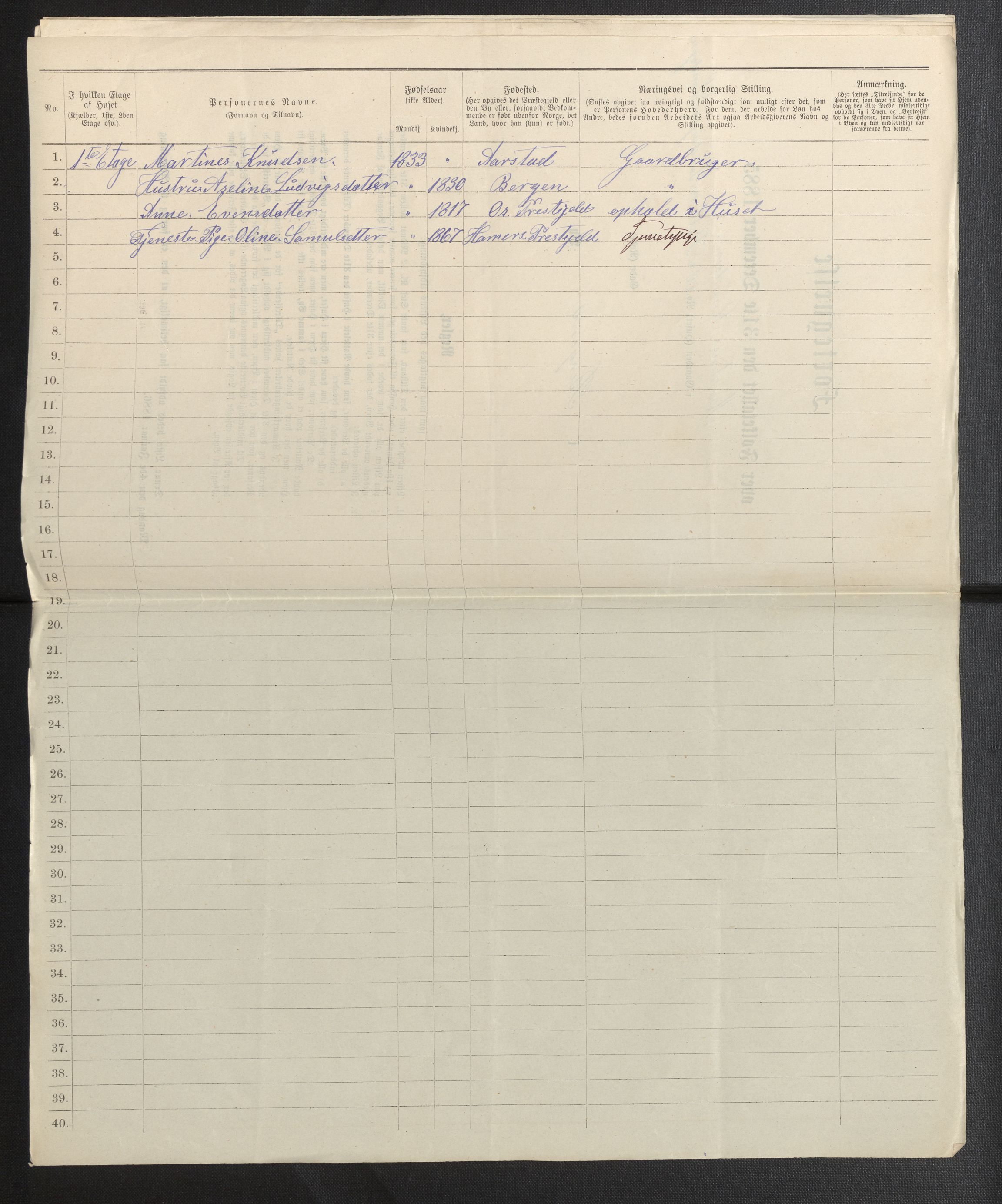 SAB, 1885 census for 1301 Bergen, 1885, p. 2031