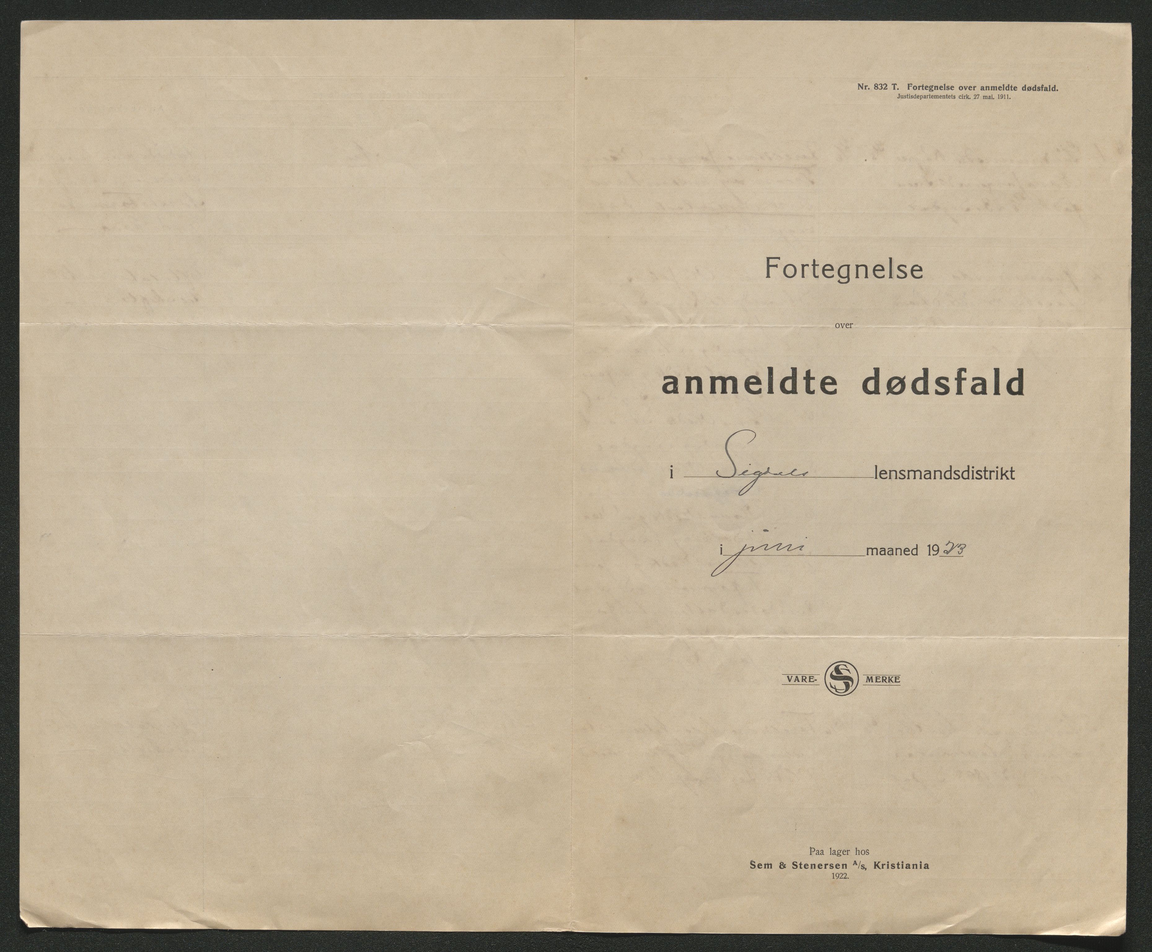 Eiker, Modum og Sigdal sorenskriveri, AV/SAKO-A-123/H/Ha/Hab/L0041: Dødsfallsmeldinger, 1922-1923, p. 757