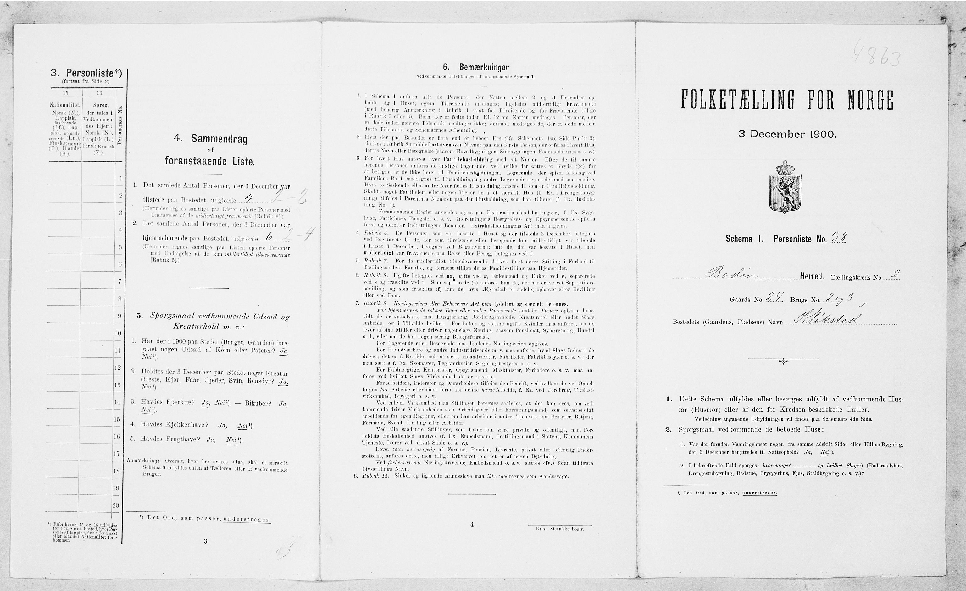 SAT, 1900 census for Bodin, 1900, p. 206