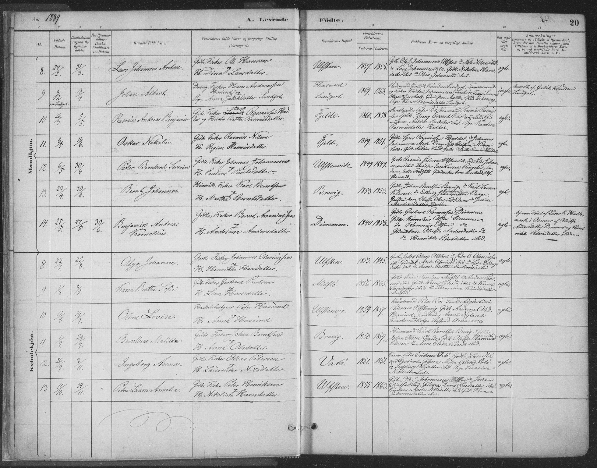Ministerialprotokoller, klokkerbøker og fødselsregistre - Møre og Romsdal, SAT/A-1454/509/L0106: Parish register (official) no. 509A04, 1883-1922, p. 20