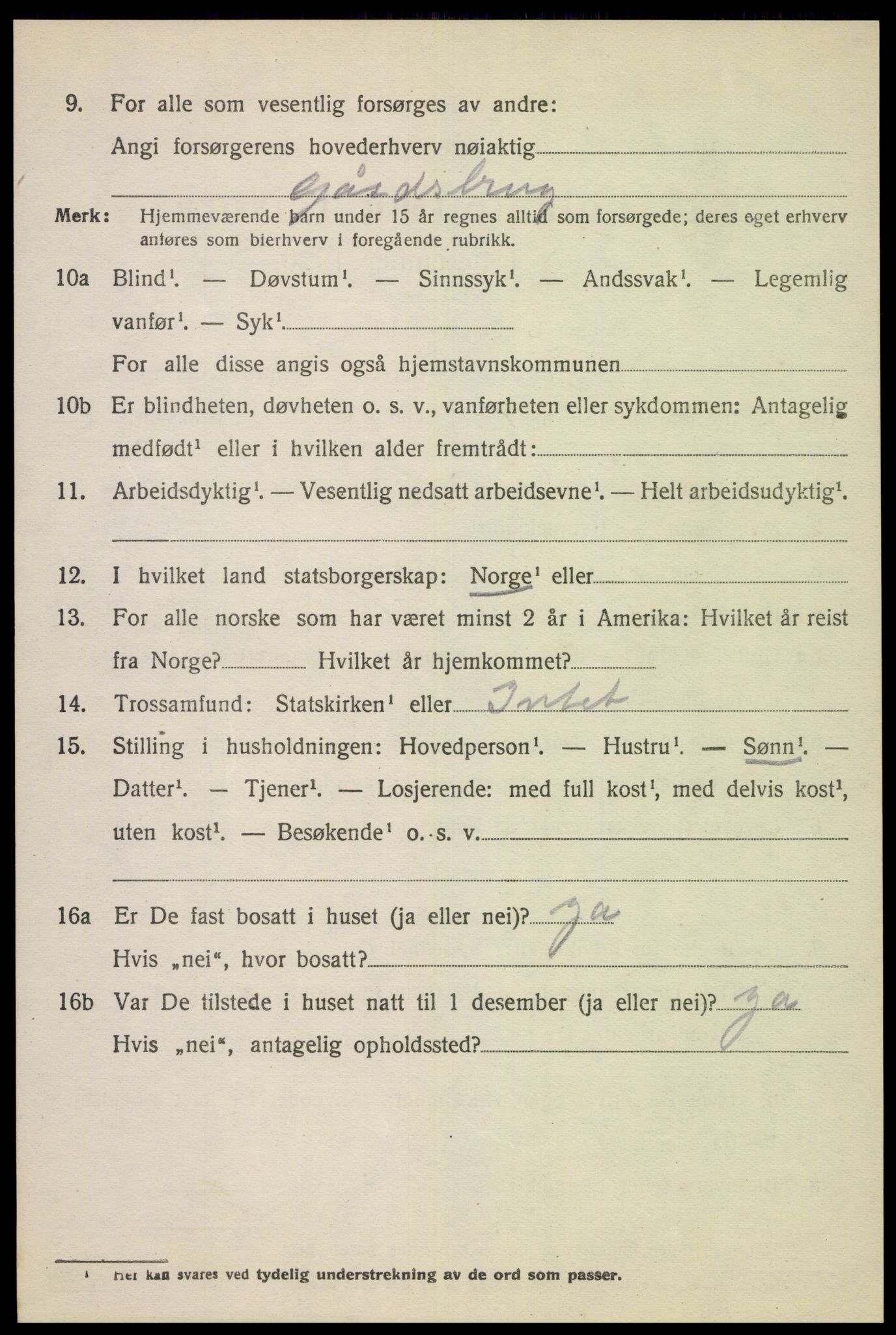 SAK, 1920 census for Tonstad, 1920, p. 341