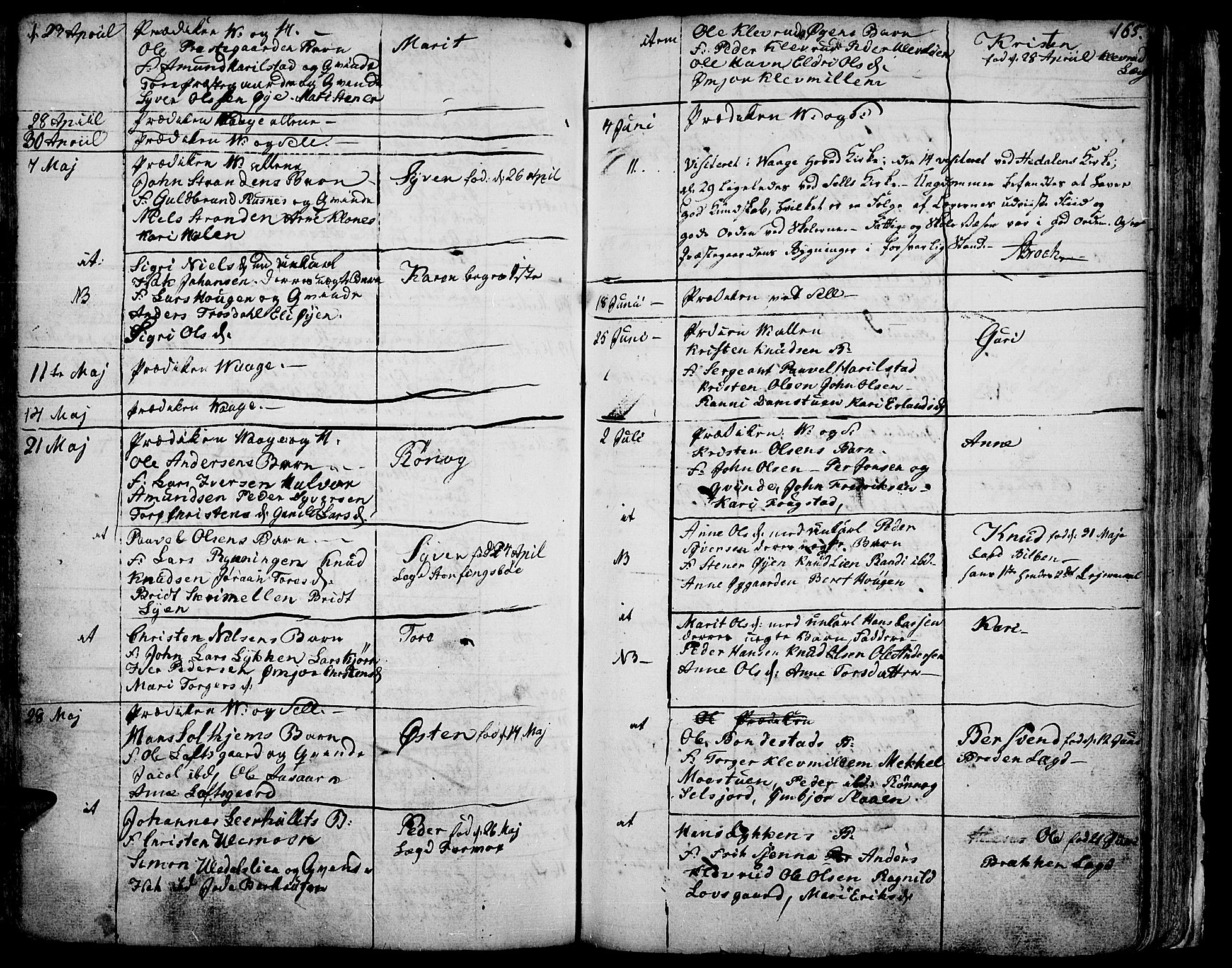 Vågå prestekontor, AV/SAH-PREST-076/H/Ha/Haa/L0001: Parish register (official) no. 1, 1739-1810, p. 165