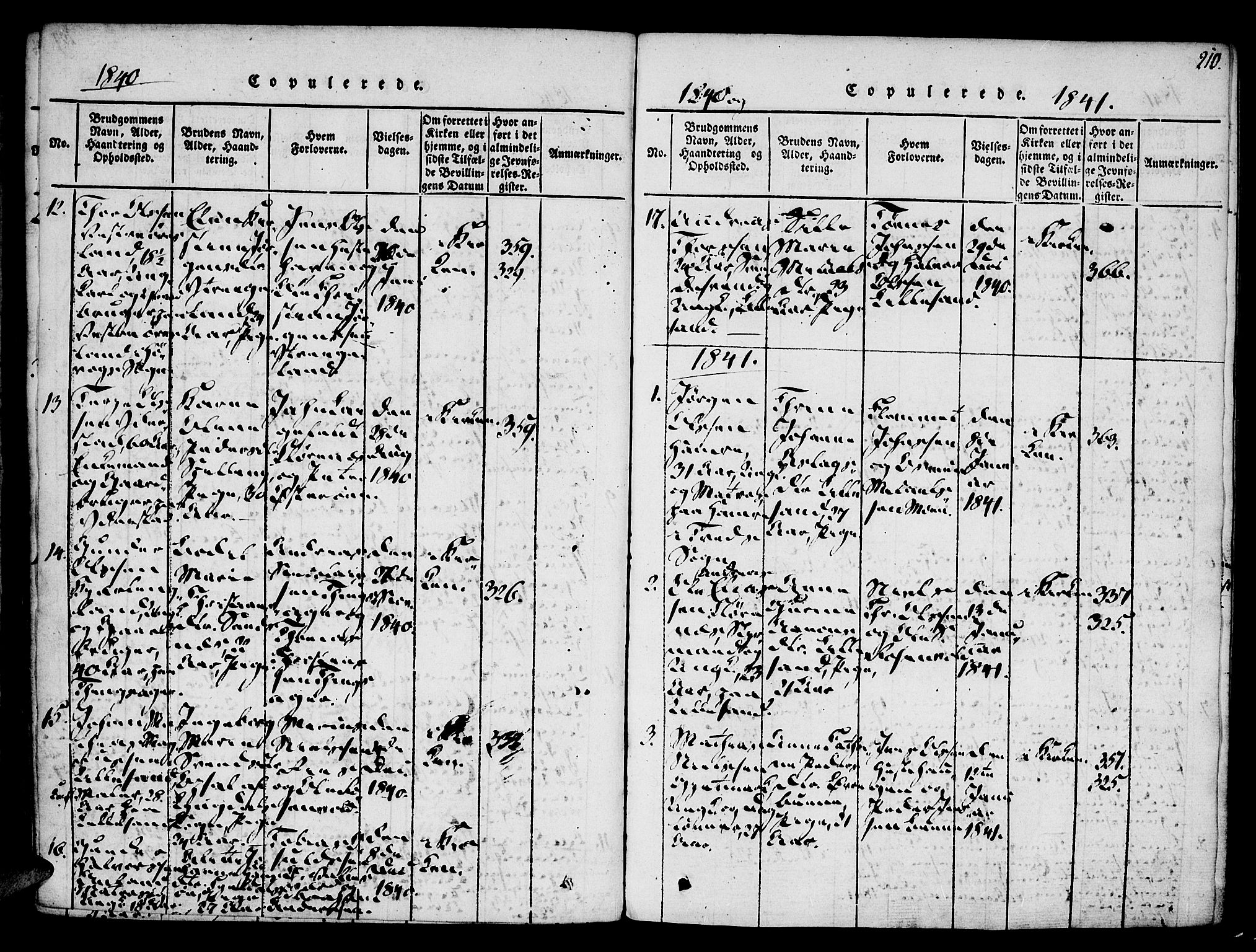 Vestre Moland sokneprestkontor, SAK/1111-0046/F/Fa/Fab/L0003: Parish register (official) no. A 3, 1816-1843, p. 210
