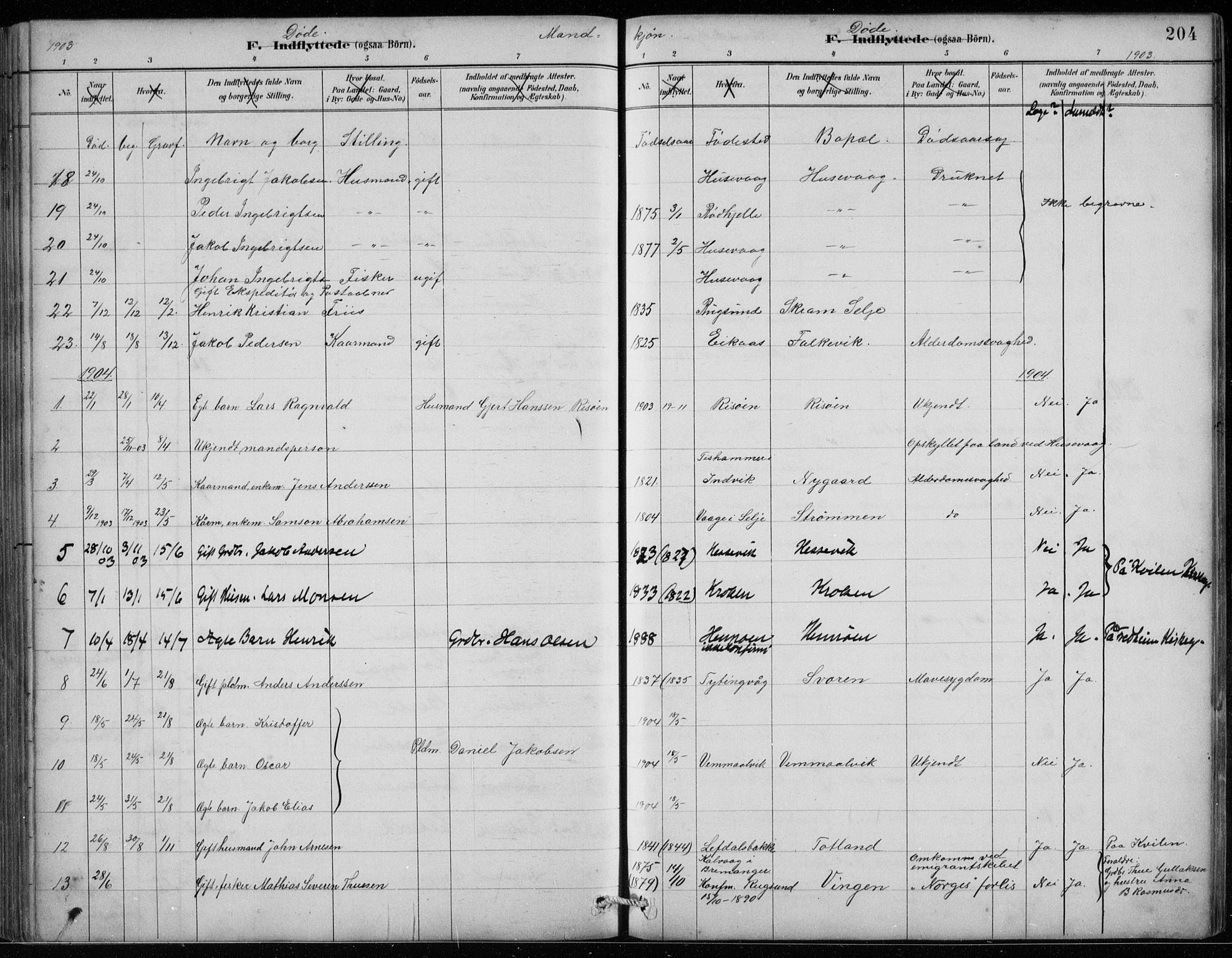 Davik sokneprestembete, AV/SAB-A-79701/H/Hab/Habc/L0002: Parish register (copy) no. C 2, 1889-1906, p. 204