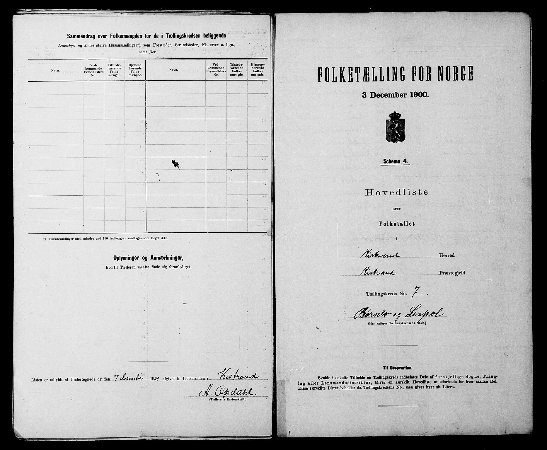 SATØ, 1900 census for Kistrand, 1900, p. 16