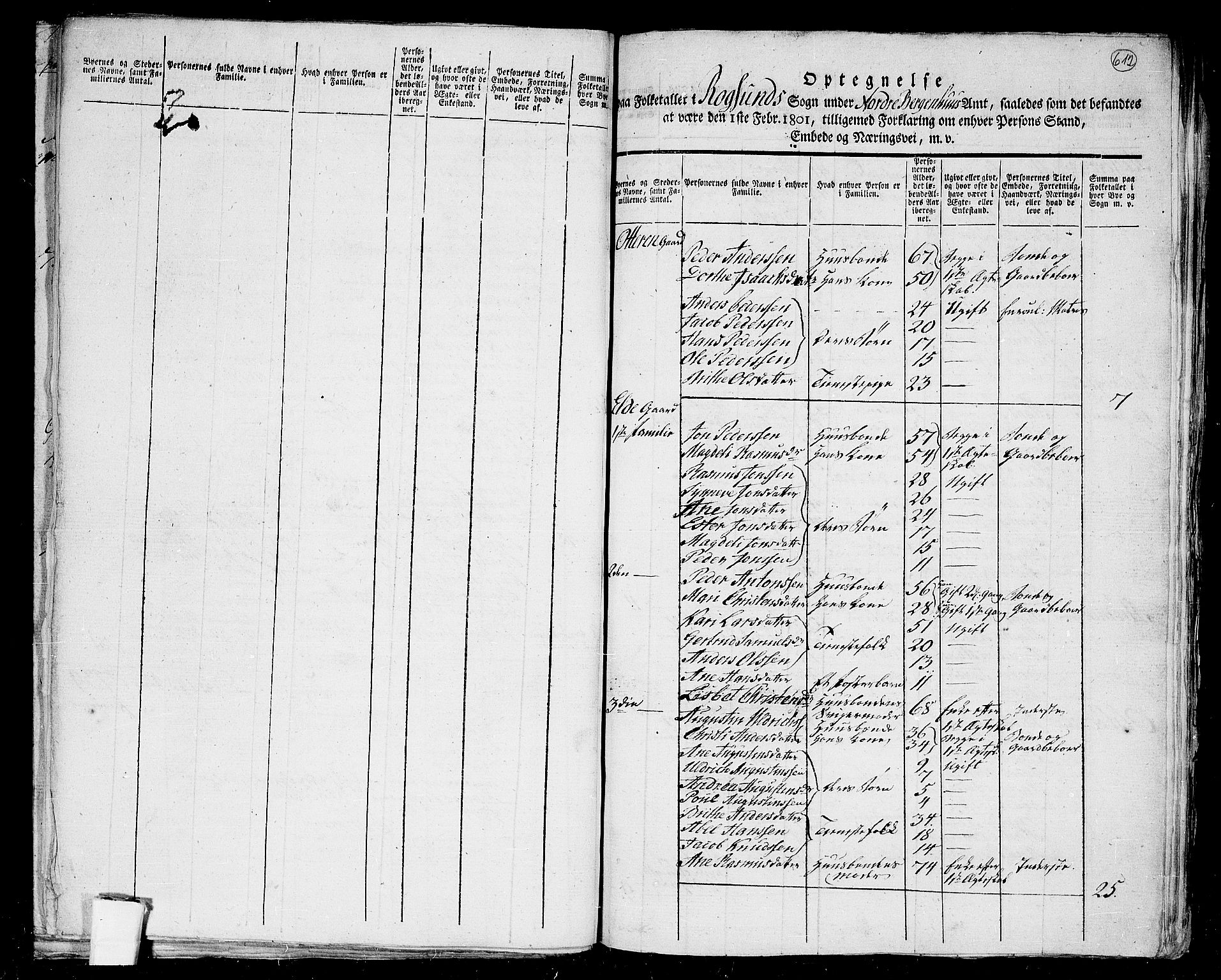 RA, 1801 census for 1442P Davik, 1801, p. 611b-612a