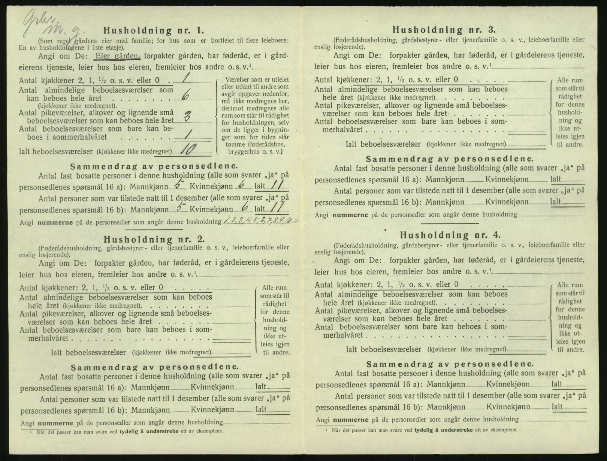 SAK, 1920 census for Herefoss, 1920, p. 167