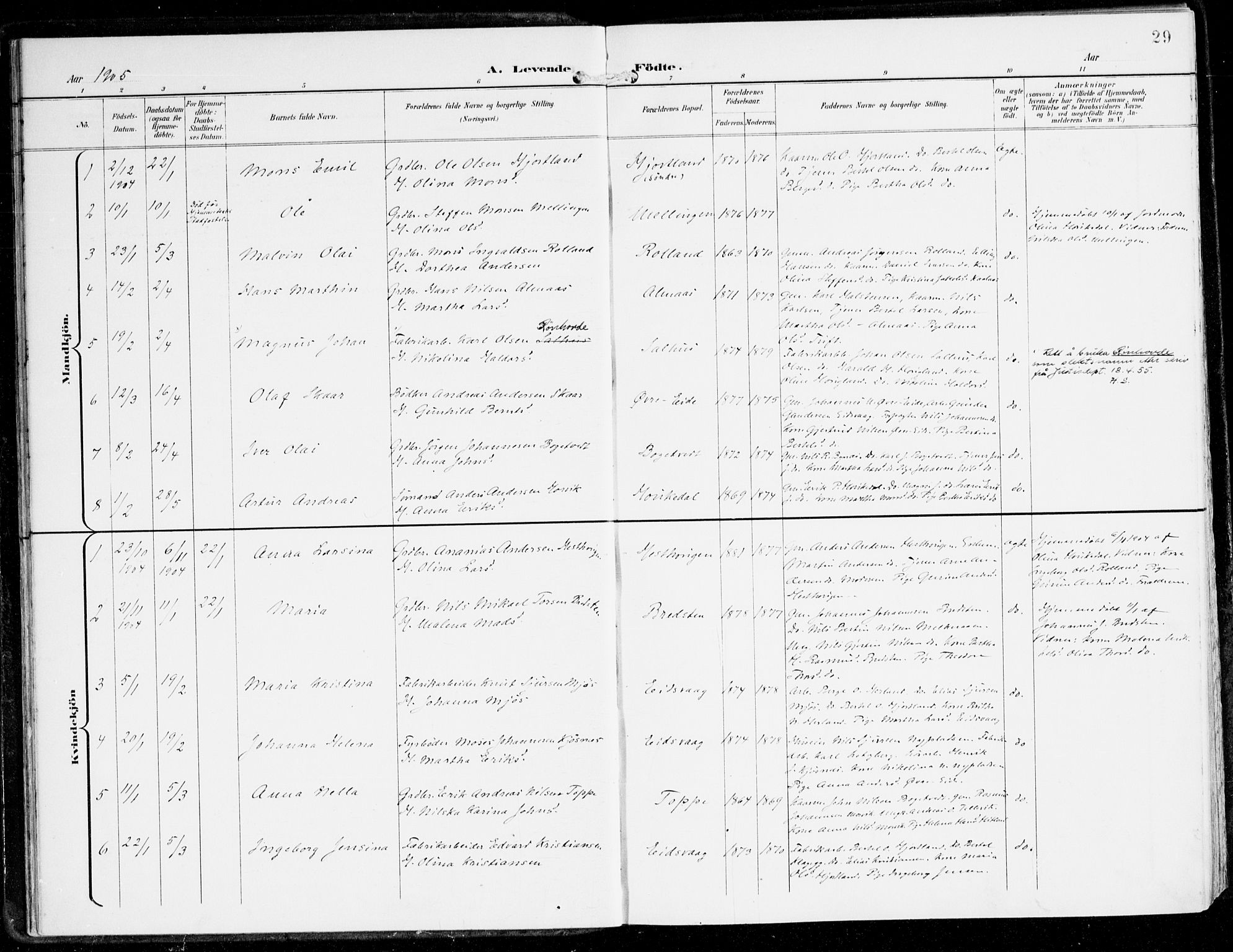 Hamre sokneprestembete, SAB/A-75501/H/Ha/Haa/Haad/L0002: Parish register (official) no. D 2, 1899-1916, p. 29