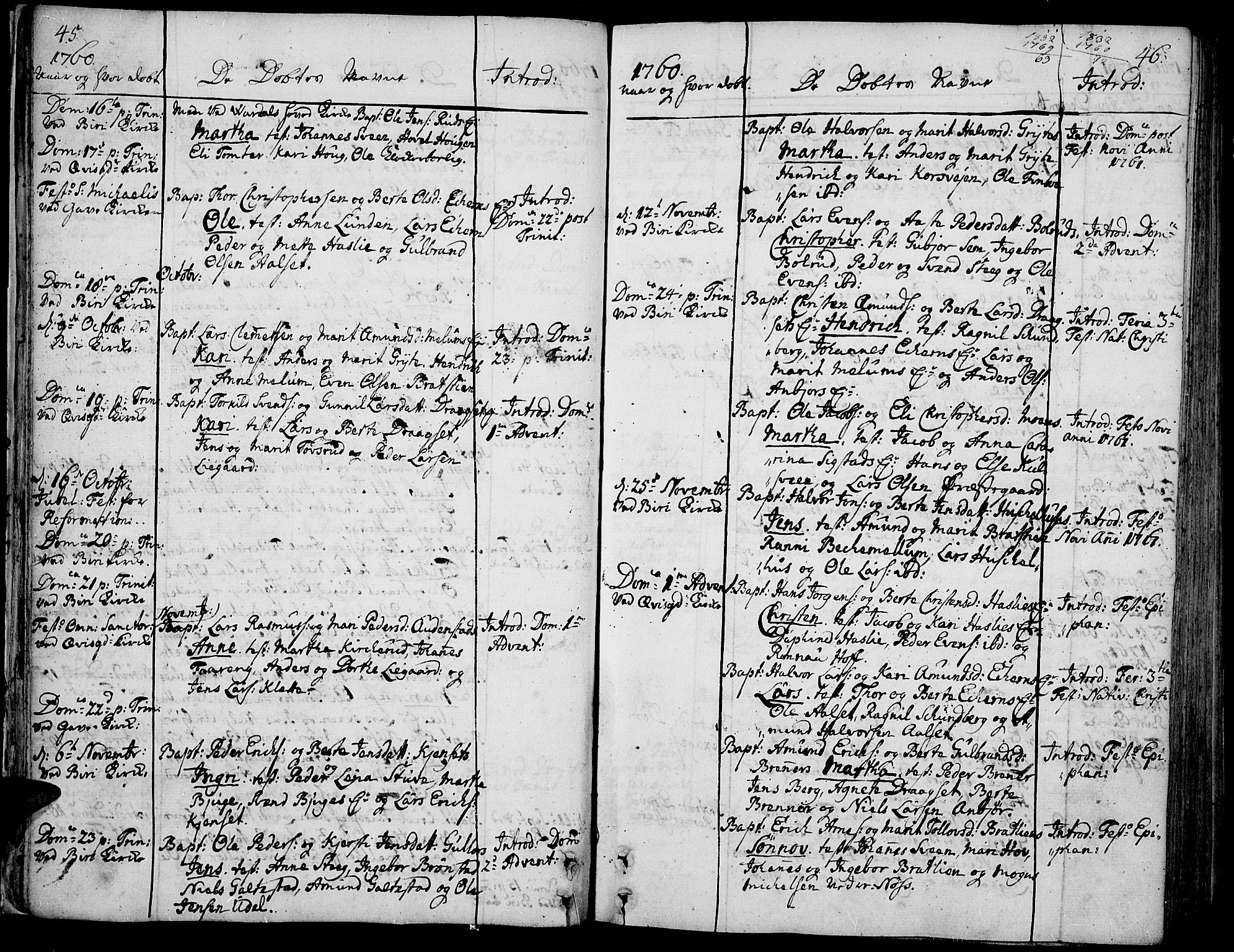 Biri prestekontor, AV/SAH-PREST-096/H/Ha/Haa/L0002: Parish register (official) no. 2, 1754-1789, p. 45-46