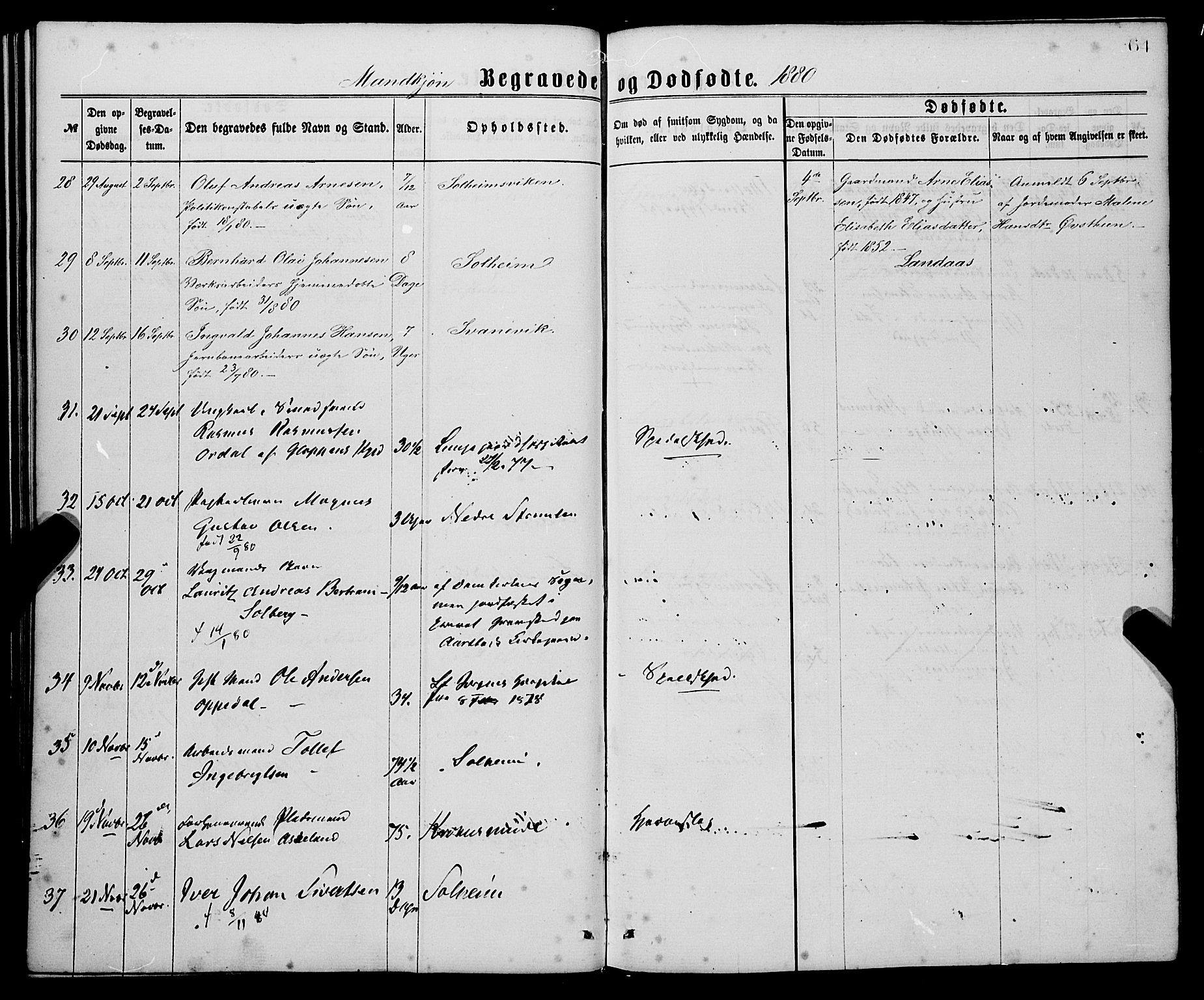 St. Jørgens hospital og Årstad sokneprestembete, AV/SAB-A-99934: Parish register (official) no. A 11, 1864-1886, p. 64