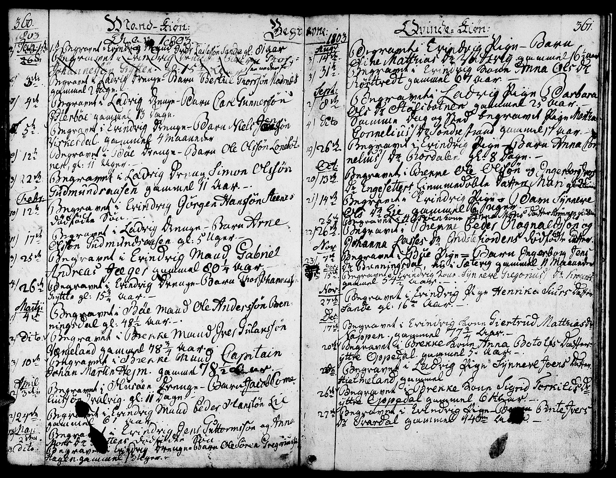 Gulen sokneprestembete, SAB/A-80201/H/Haa/Haaa/L0016: Parish register (official) no. A 16, 1798-1808, p. 360-361