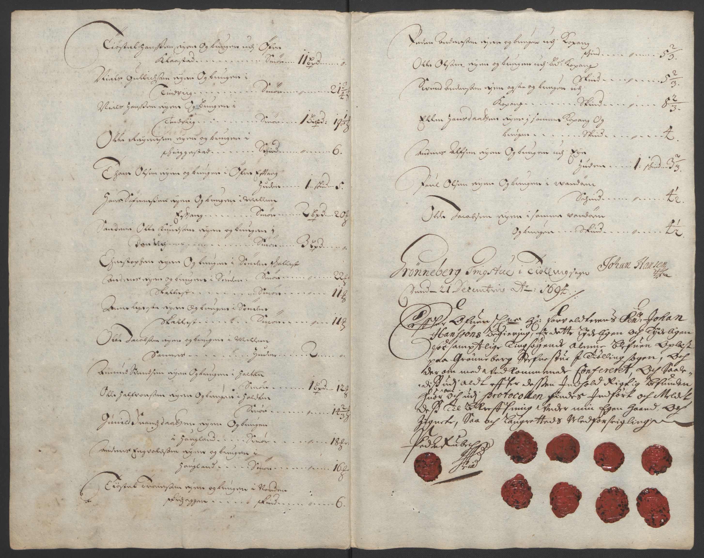 Rentekammeret inntil 1814, Reviderte regnskaper, Fogderegnskap, RA/EA-4092/R33/L1974: Fogderegnskap Larvik grevskap, 1693-1695, p. 134