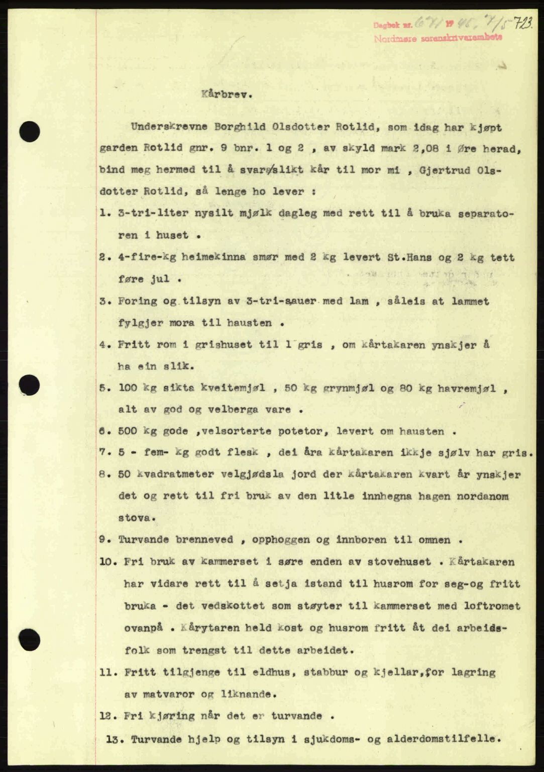 Nordmøre sorenskriveri, AV/SAT-A-4132/1/2/2Ca: Mortgage book no. B92, 1944-1945, Diary no: : 671/1945