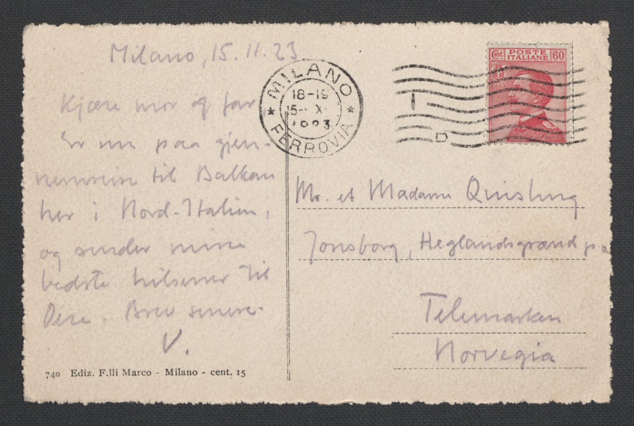 Quisling, Vidkun, AV/RA-PA-0750/K/L0001: Brev til og fra Vidkun Quisling samt til og fra andre medlemmer av familien Quisling, samt Vidkun Quislings karakterbøker, 1894-1929, p. 53